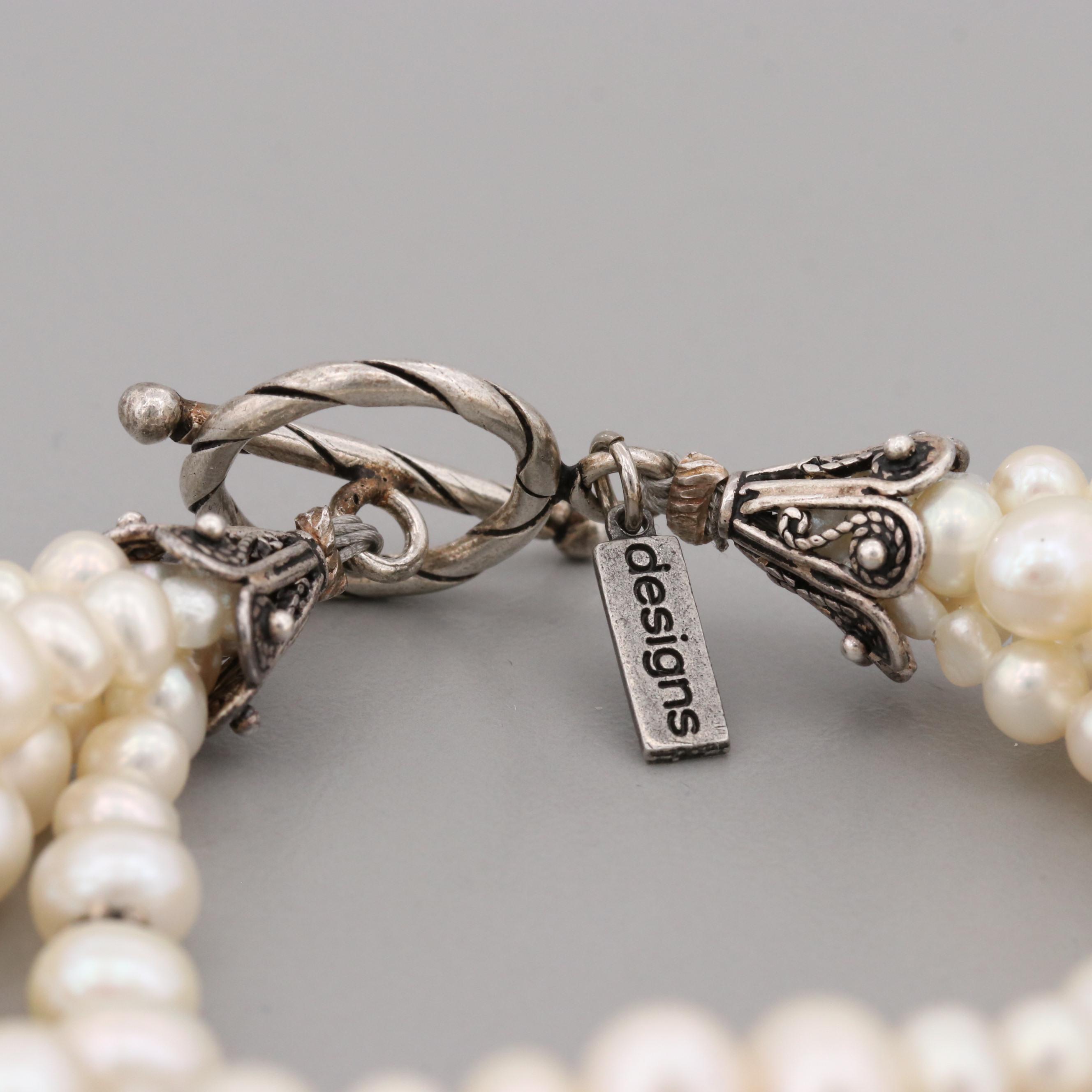 Paige Wallace Designs Sterling Silver Four Strand Cultured Pearl Bracelet