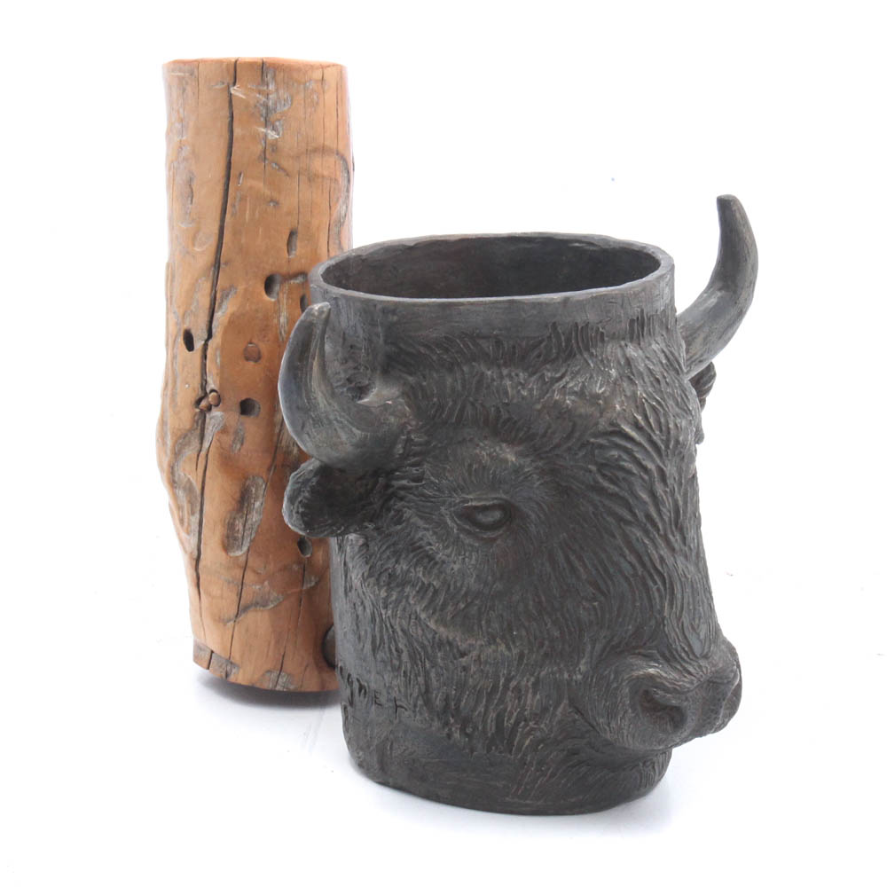 Carl Wagner Limited Edition Bronze Buffalo Mug, 1978
