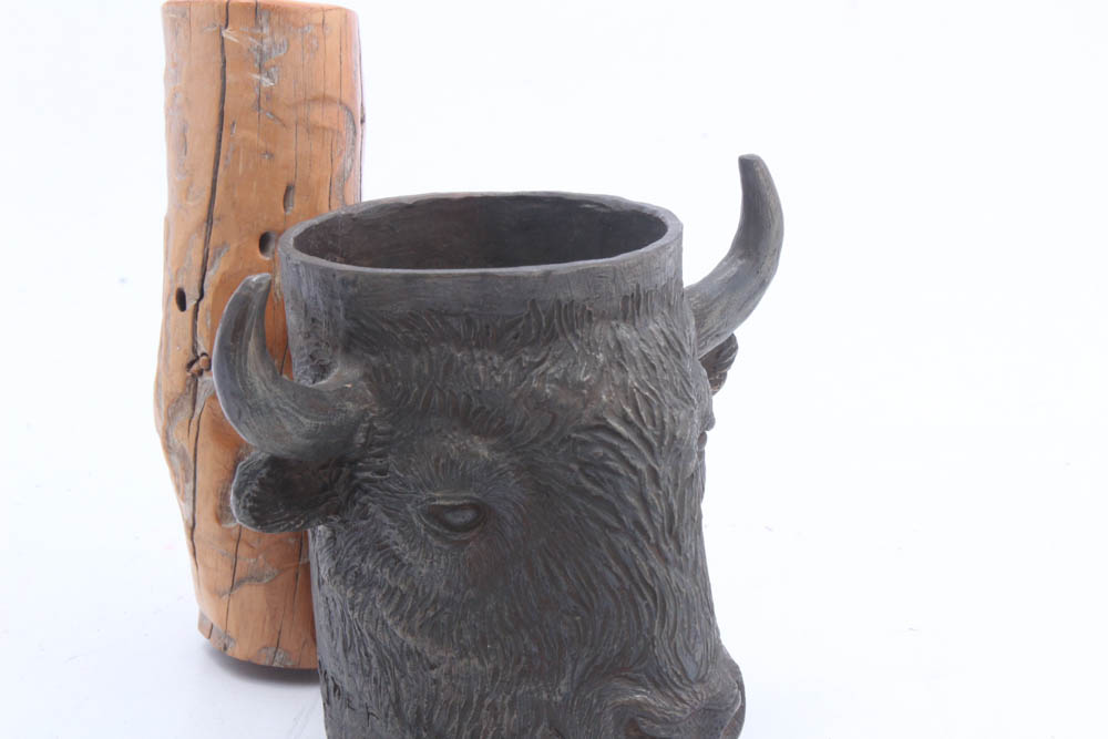 Carl Wagner Limited Edition Bronze Buffalo Mug, 1978