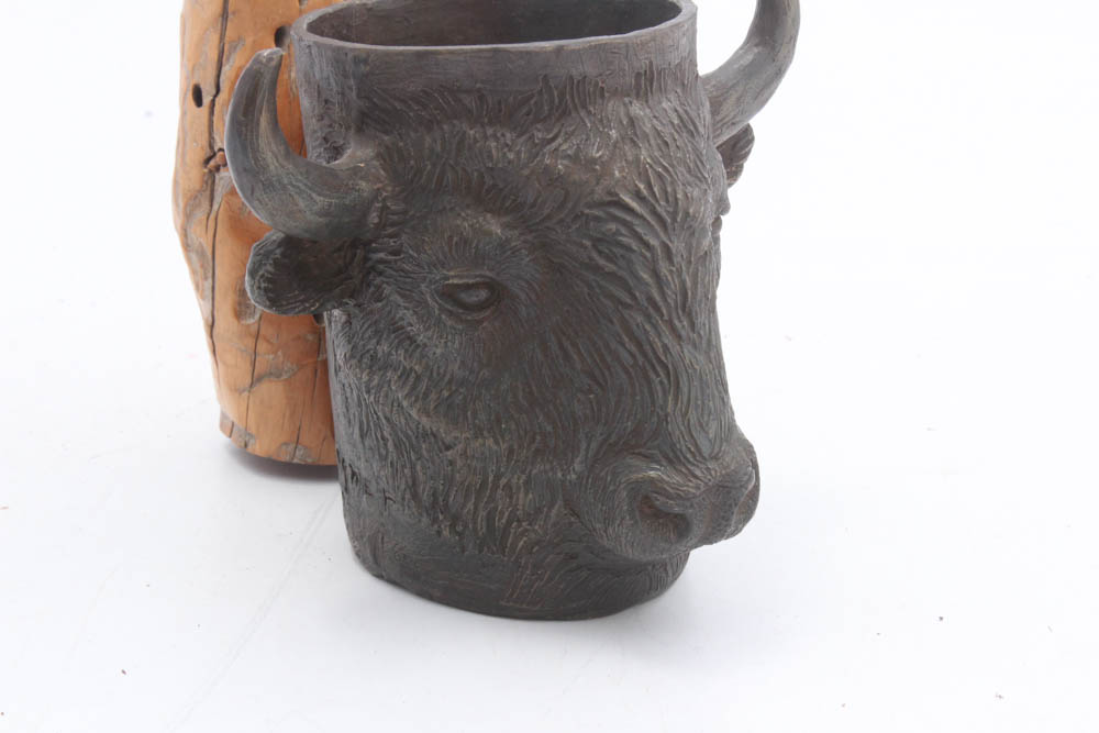 Carl Wagner Limited Edition Bronze Buffalo Mug, 1978