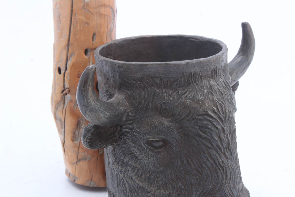 Carl Wagner Limited Edition Bronze Buffalo Mug, 1978