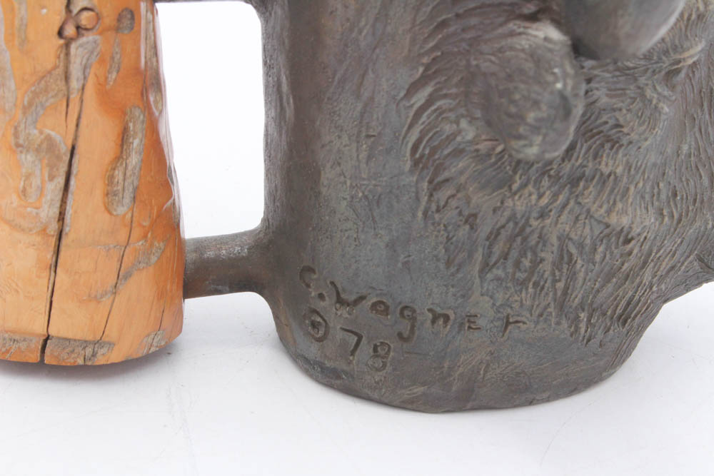 Carl Wagner Limited Edition Bronze Buffalo Mug, 1978