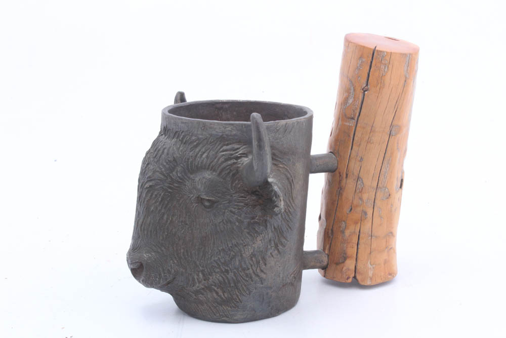 Carl Wagner Limited Edition Bronze Buffalo Mug, 1978