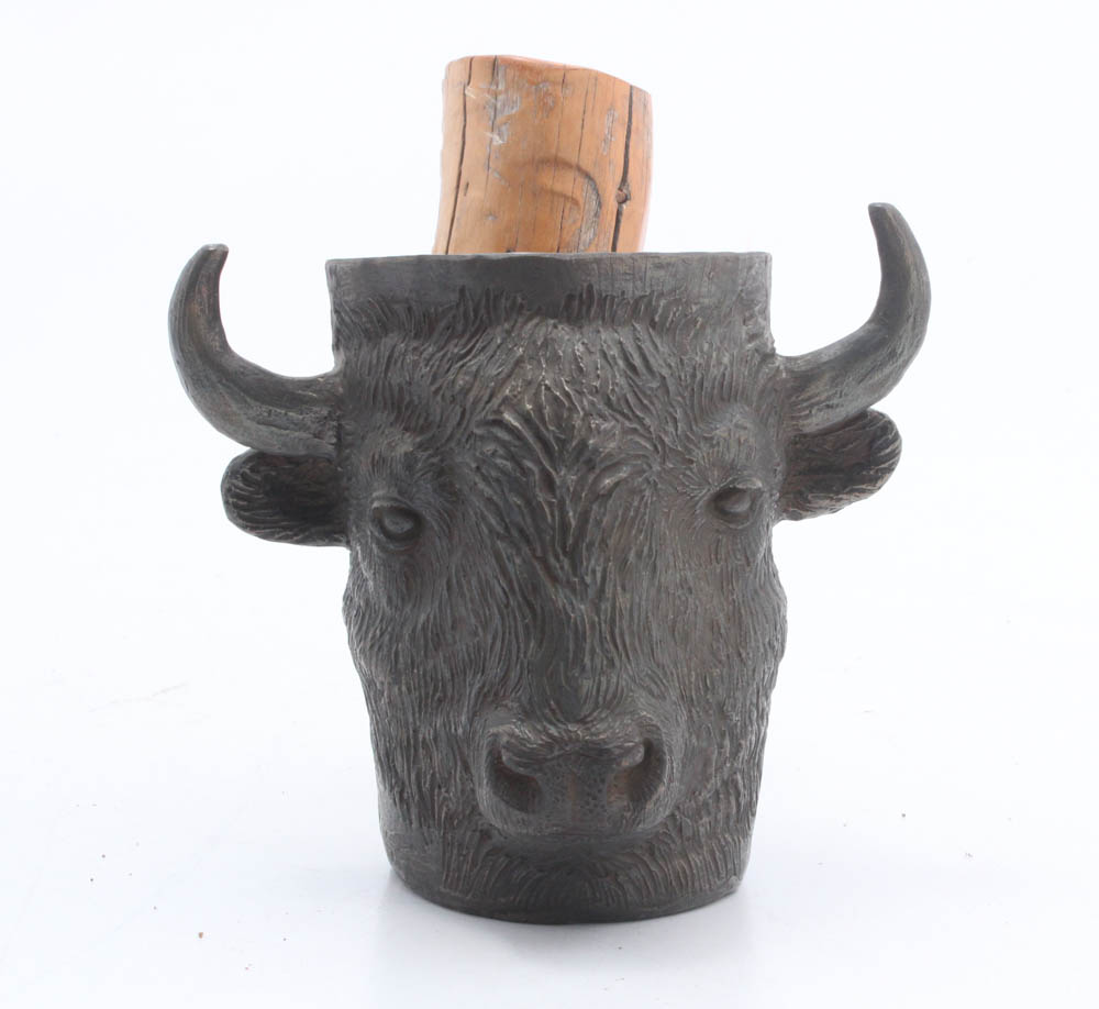 Carl Wagner Limited Edition Bronze Buffalo Mug, 1978