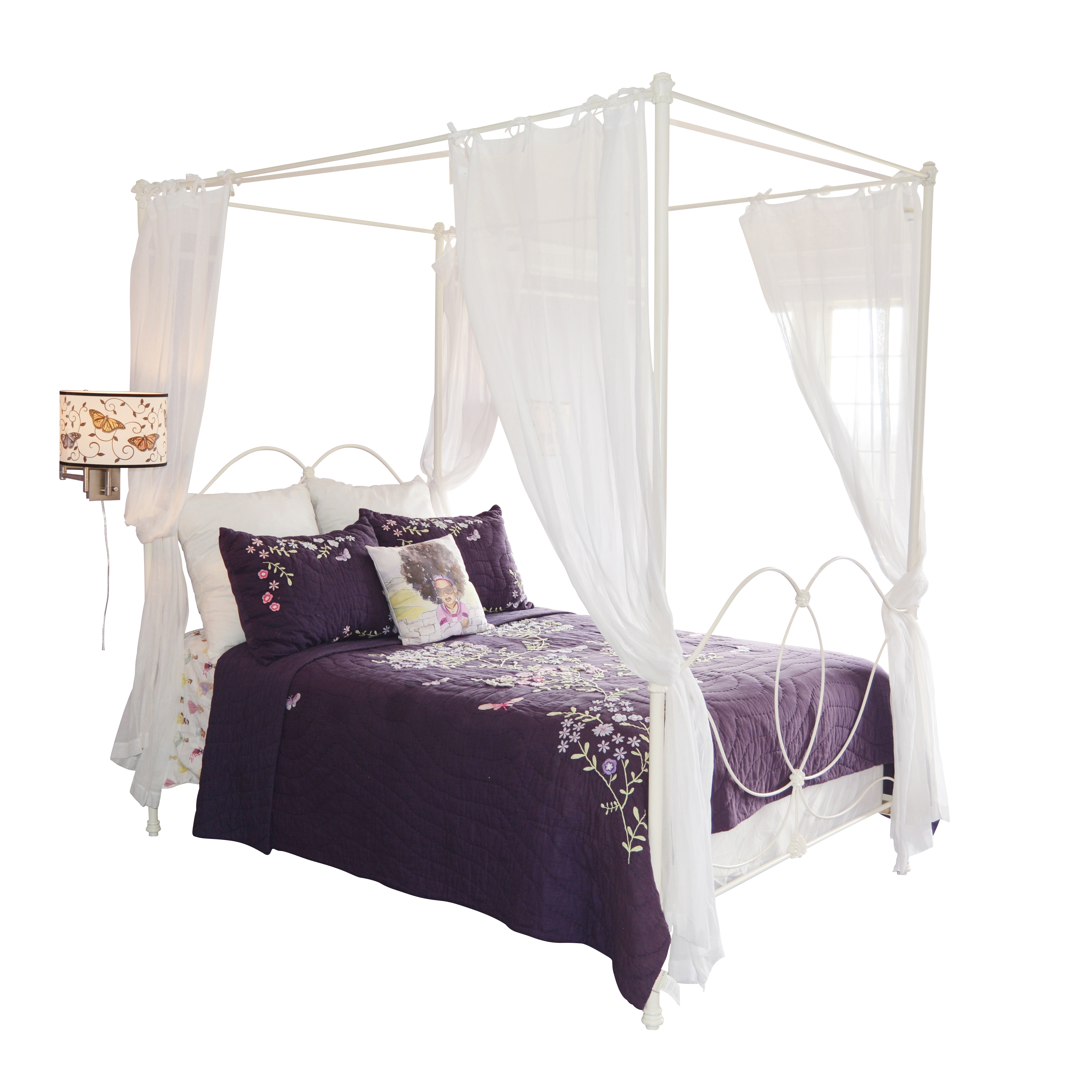 Pottery Barn Kids "Allie" Off-White Iron Canopy Full Bed with Shears