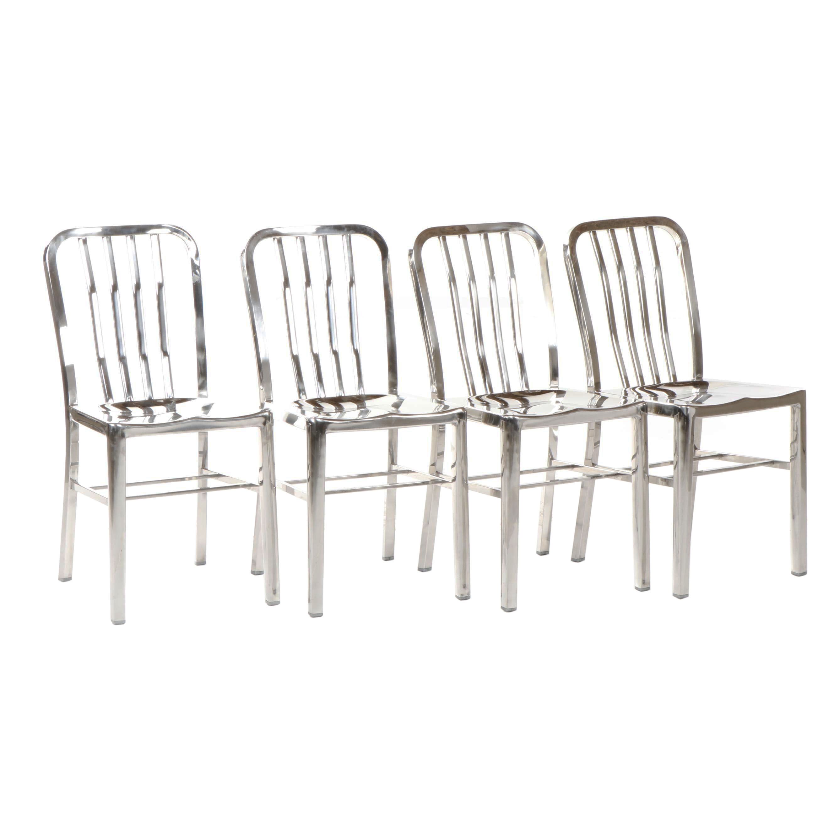 Crate & Barrel "Delta Mirror" Chrome Side Chairs
