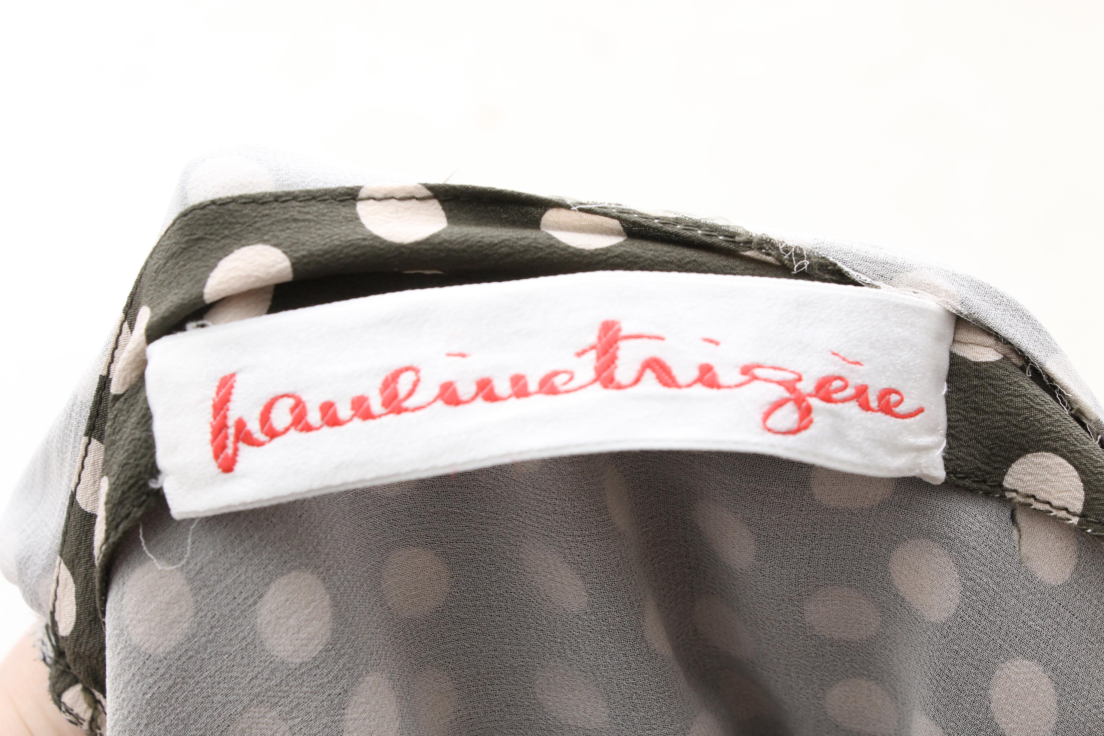 Pauline Trigère Green Polka Dot Print Silk Dress