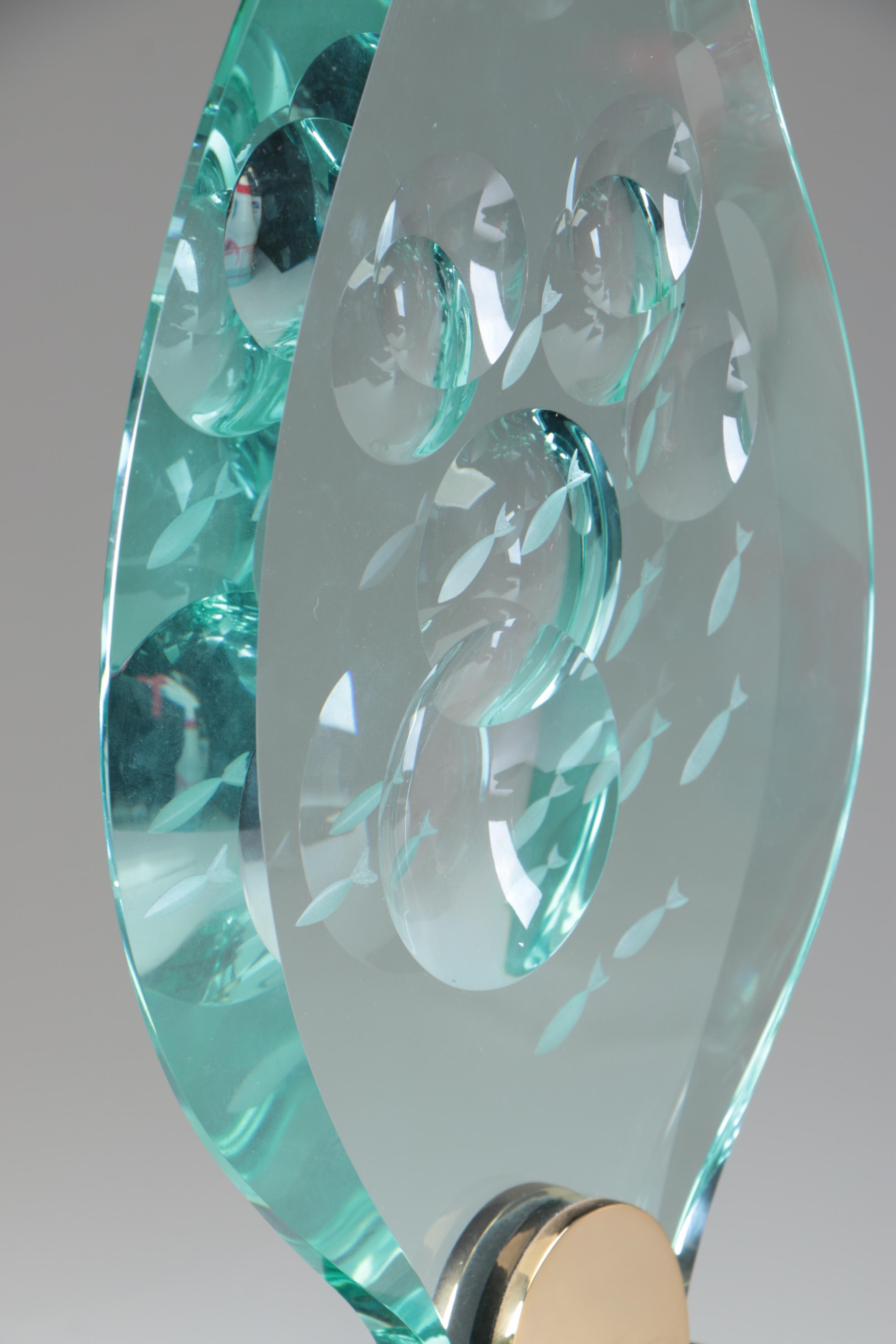 Bijan J. Bijan Glass Sculpture "Aquarama", 1987