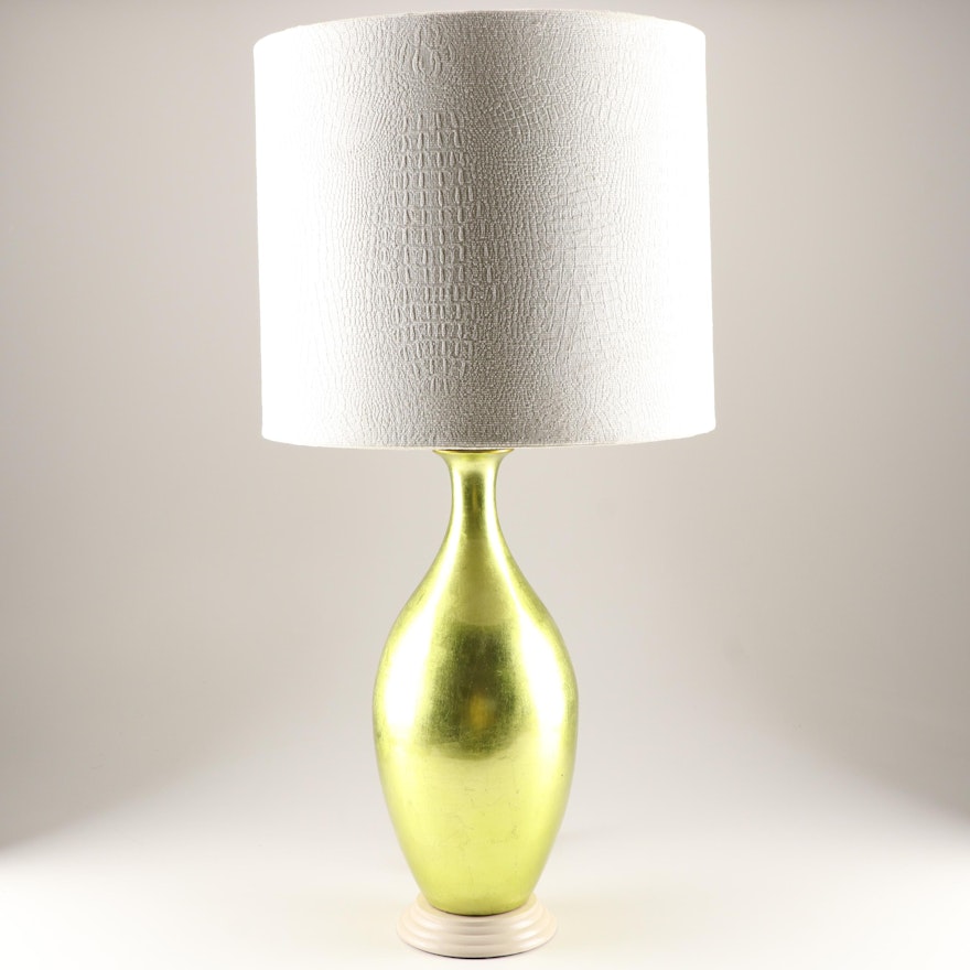 Contemporary Metallic Green Glass Table Lamp
