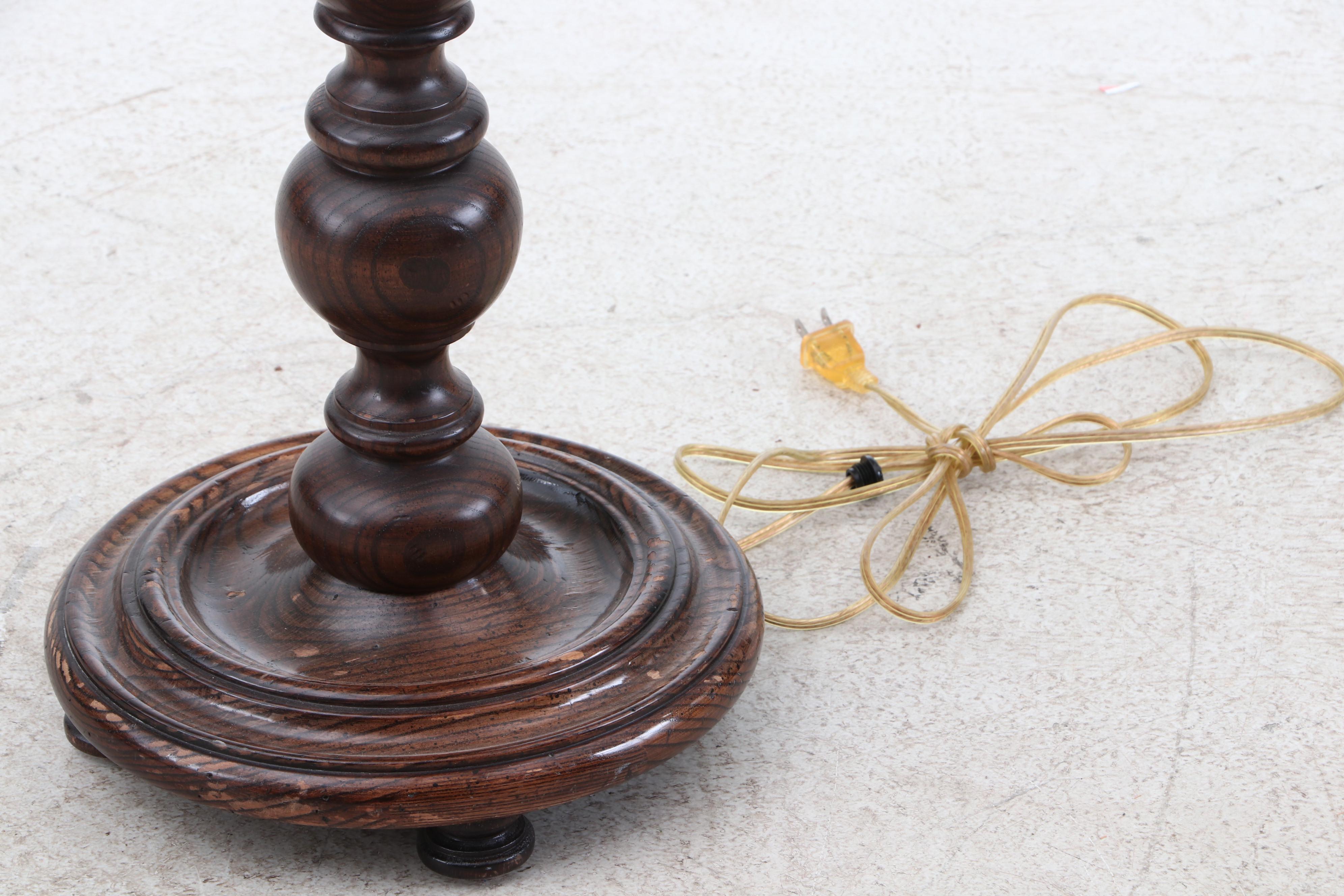 Frederick Cooper Turned Oak Floor Lamp, Late 20th Century