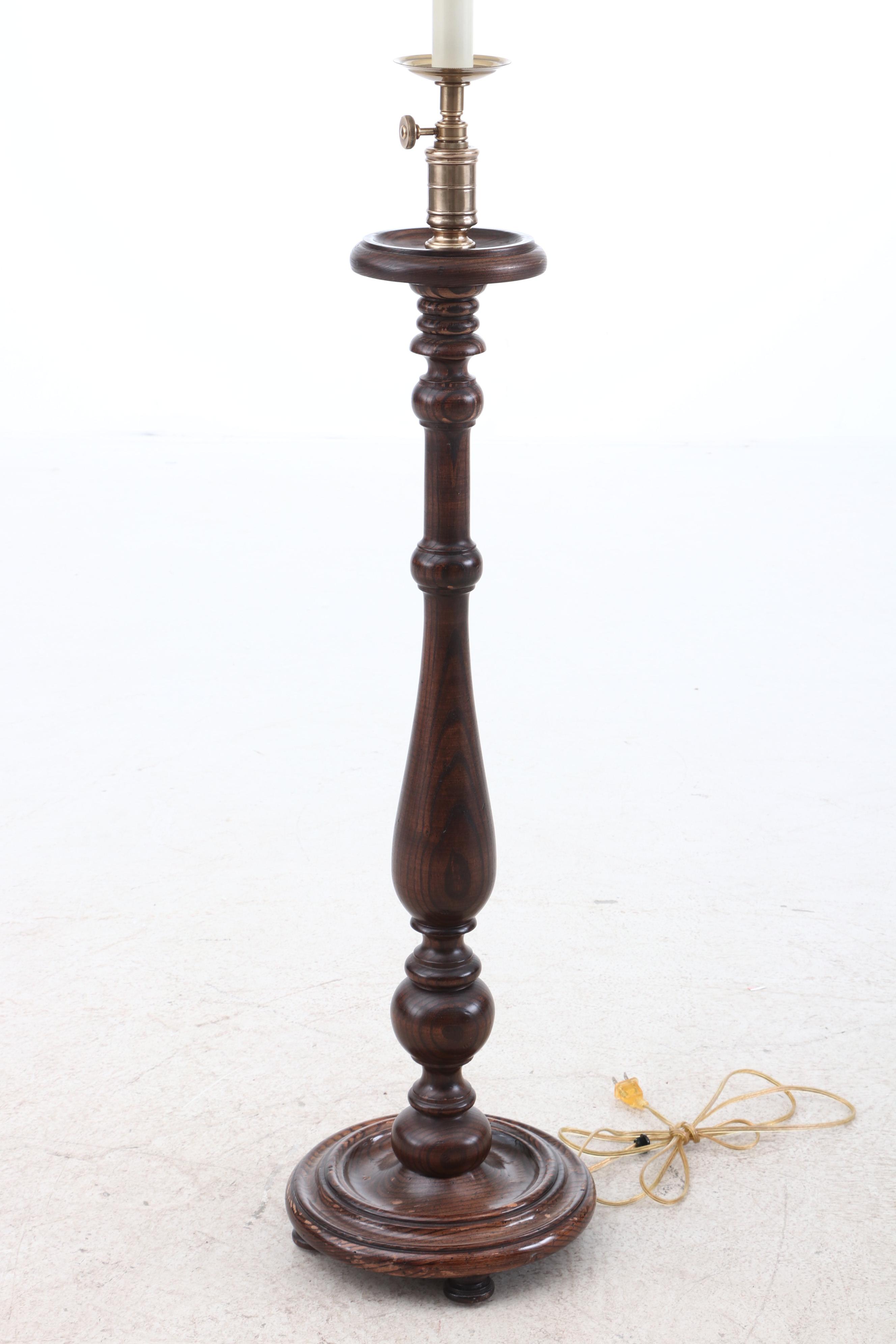 Frederick Cooper Turned Oak Floor Lamp, Late 20th Century