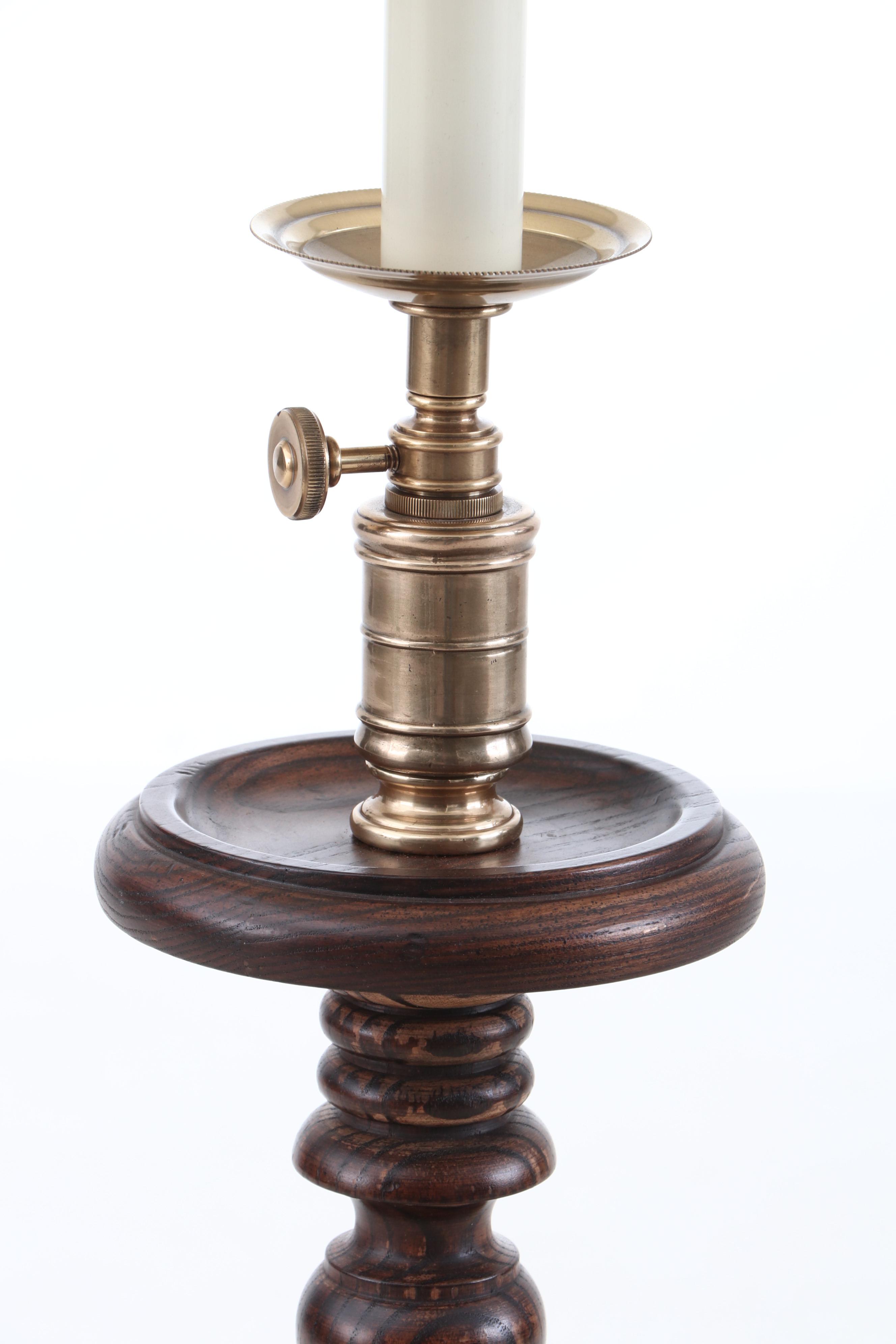 Frederick Cooper Turned Oak Floor Lamp, Late 20th Century