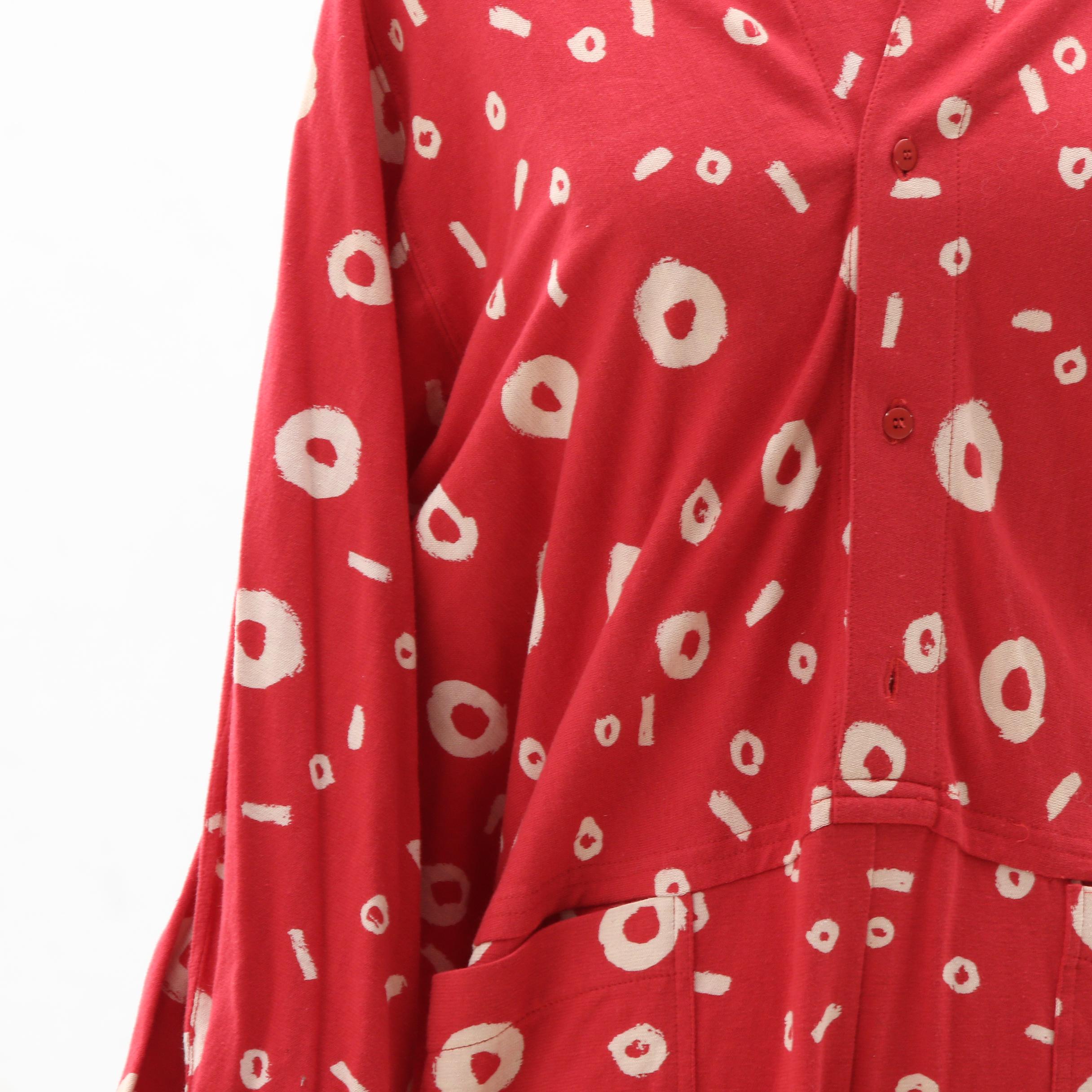 Issey Miyake Plantation Geometric Print Red Jumpsuit