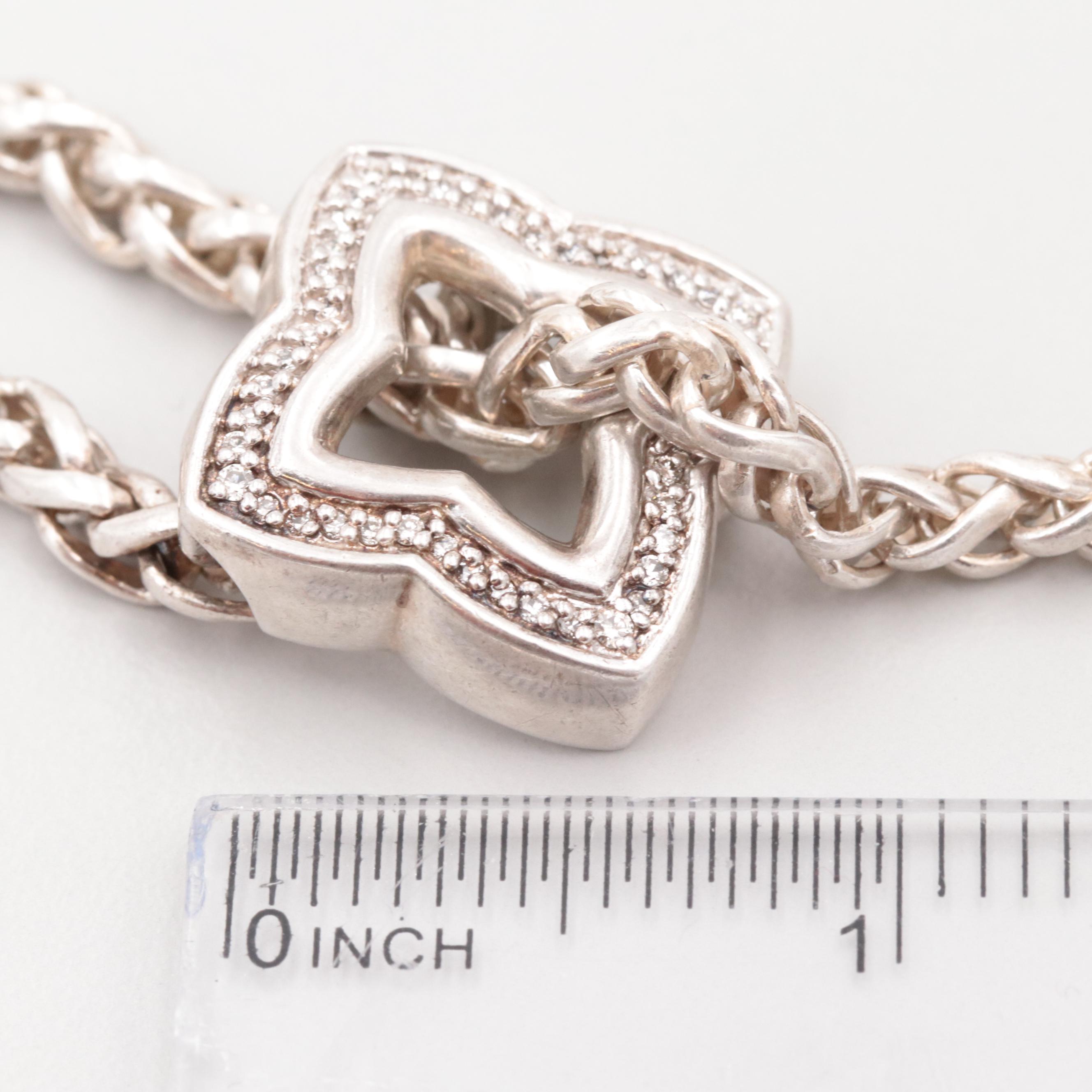 David Yurman Sterling Silver Diamond Quatrefoil Lariat Necklace