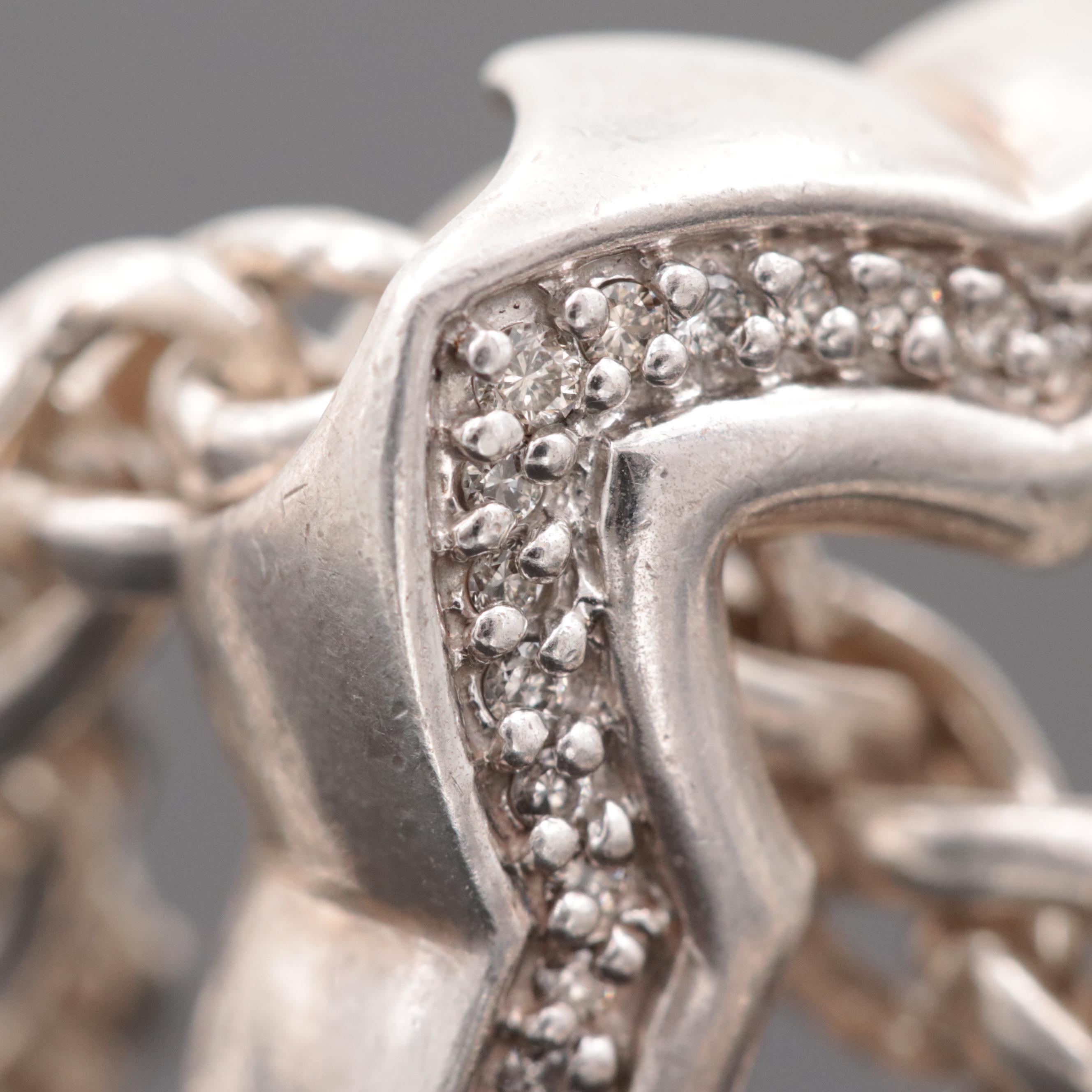 David Yurman Sterling Silver Diamond Quatrefoil Lariat Necklace