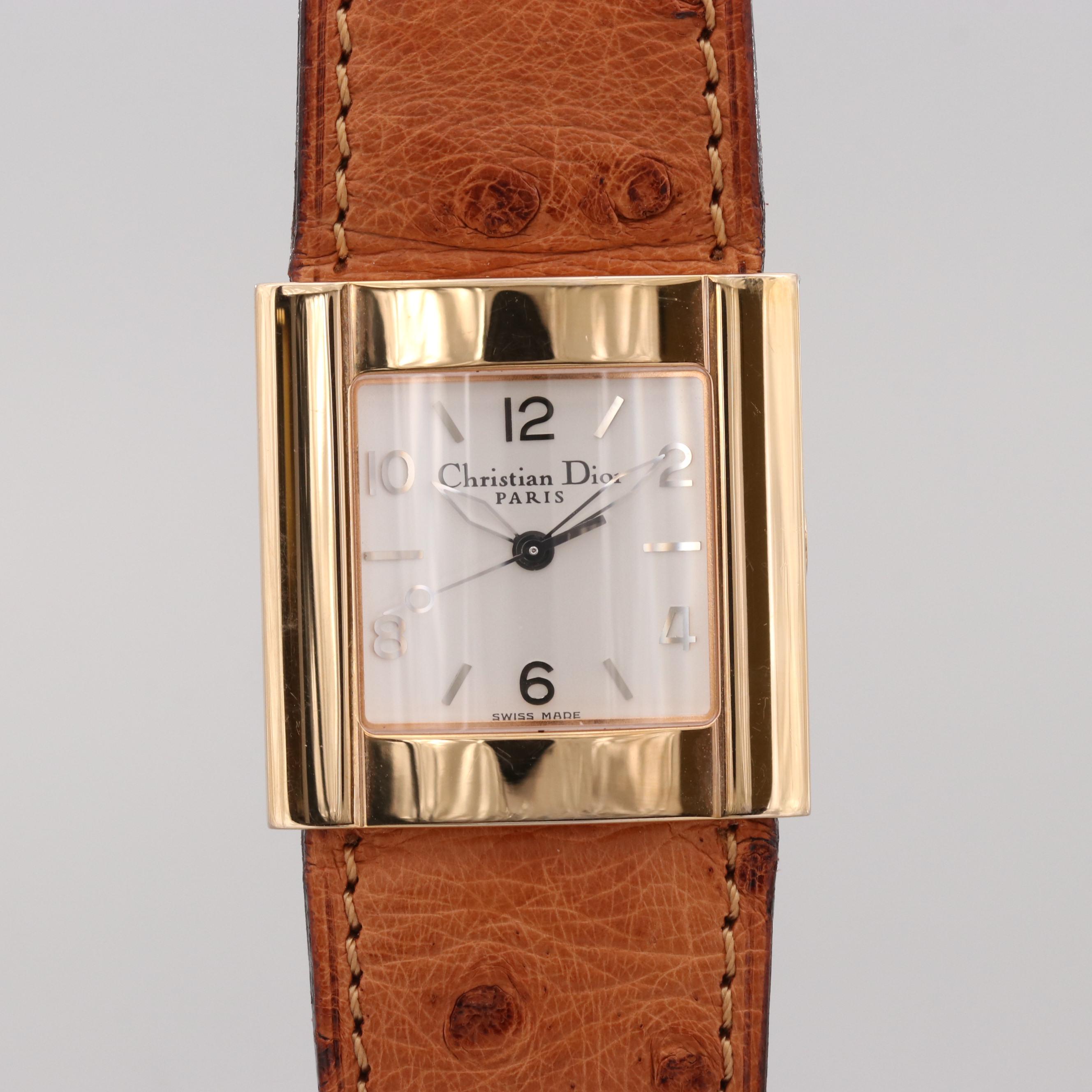 Christian Dior Gold Tone Square Watch