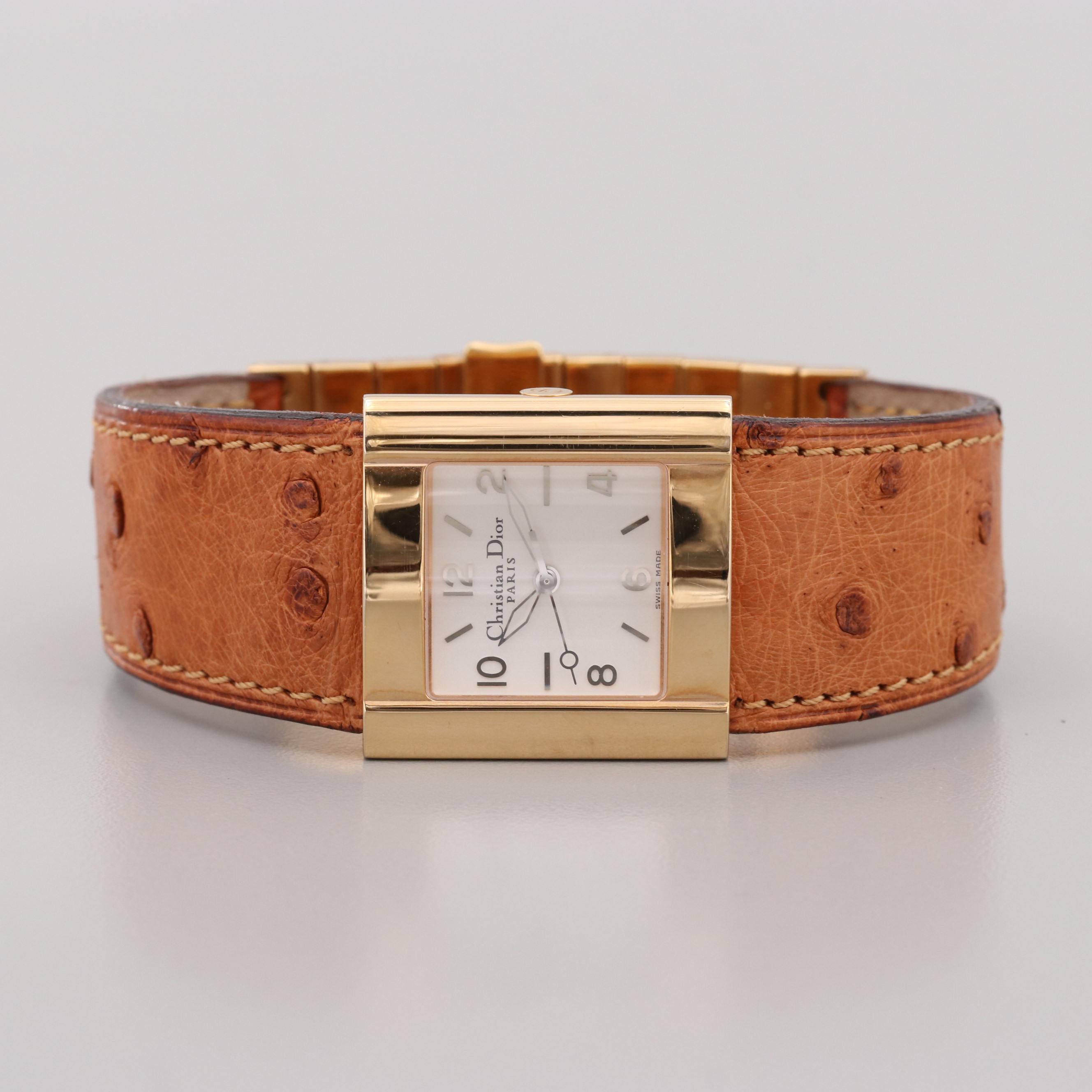 Christian Dior Gold Tone Square Watch