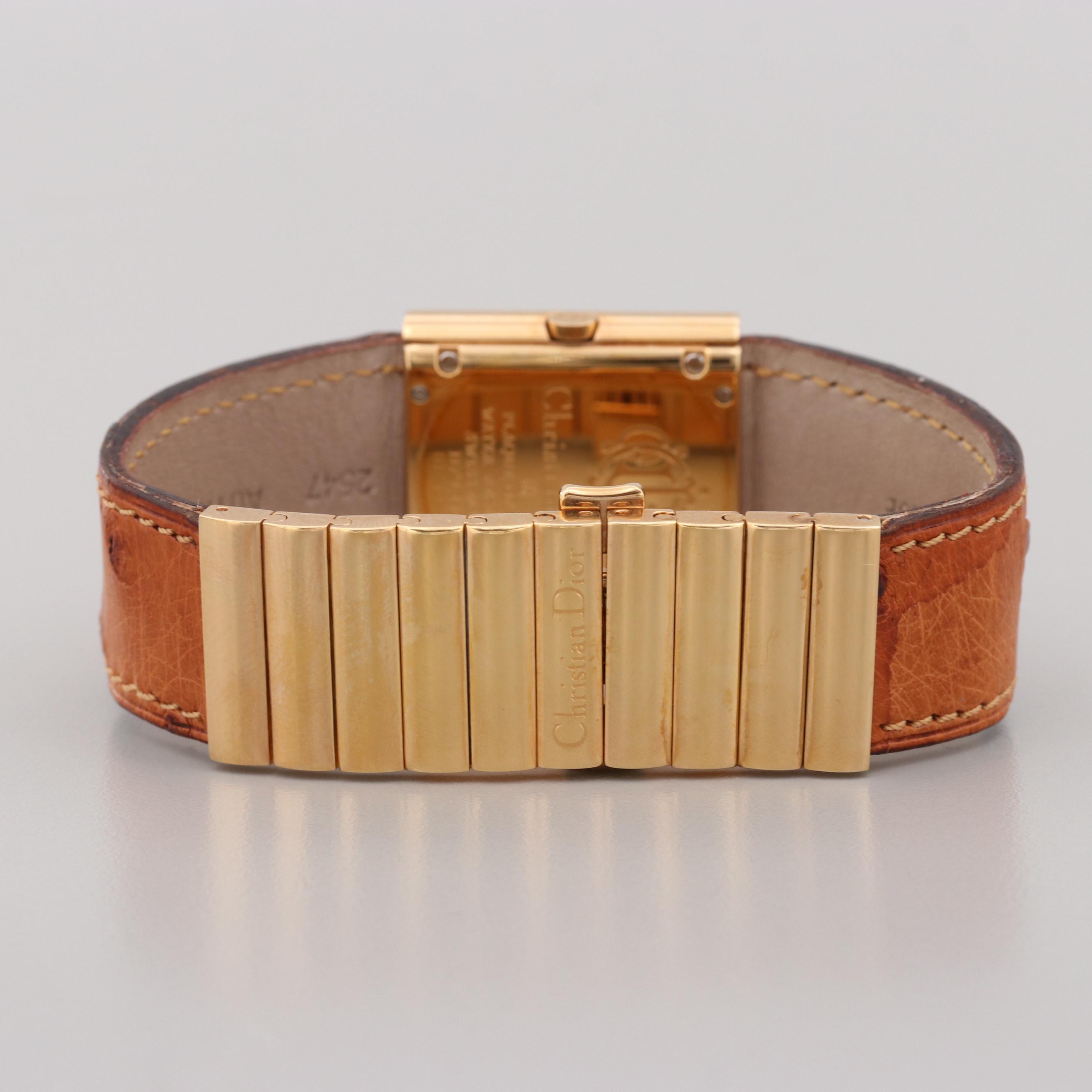 Christian Dior Gold Tone Square Watch