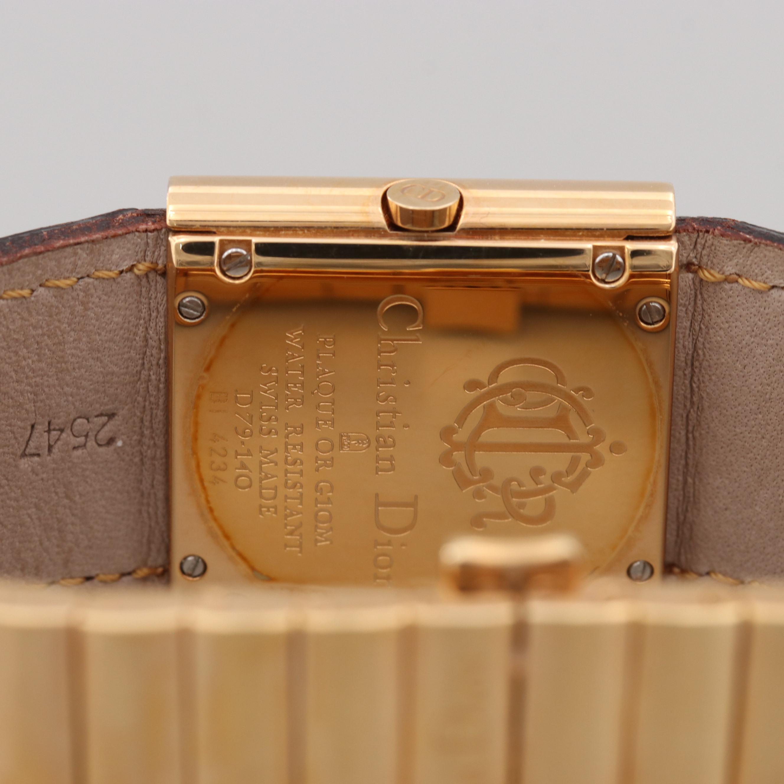 Christian Dior Gold Tone Square Watch