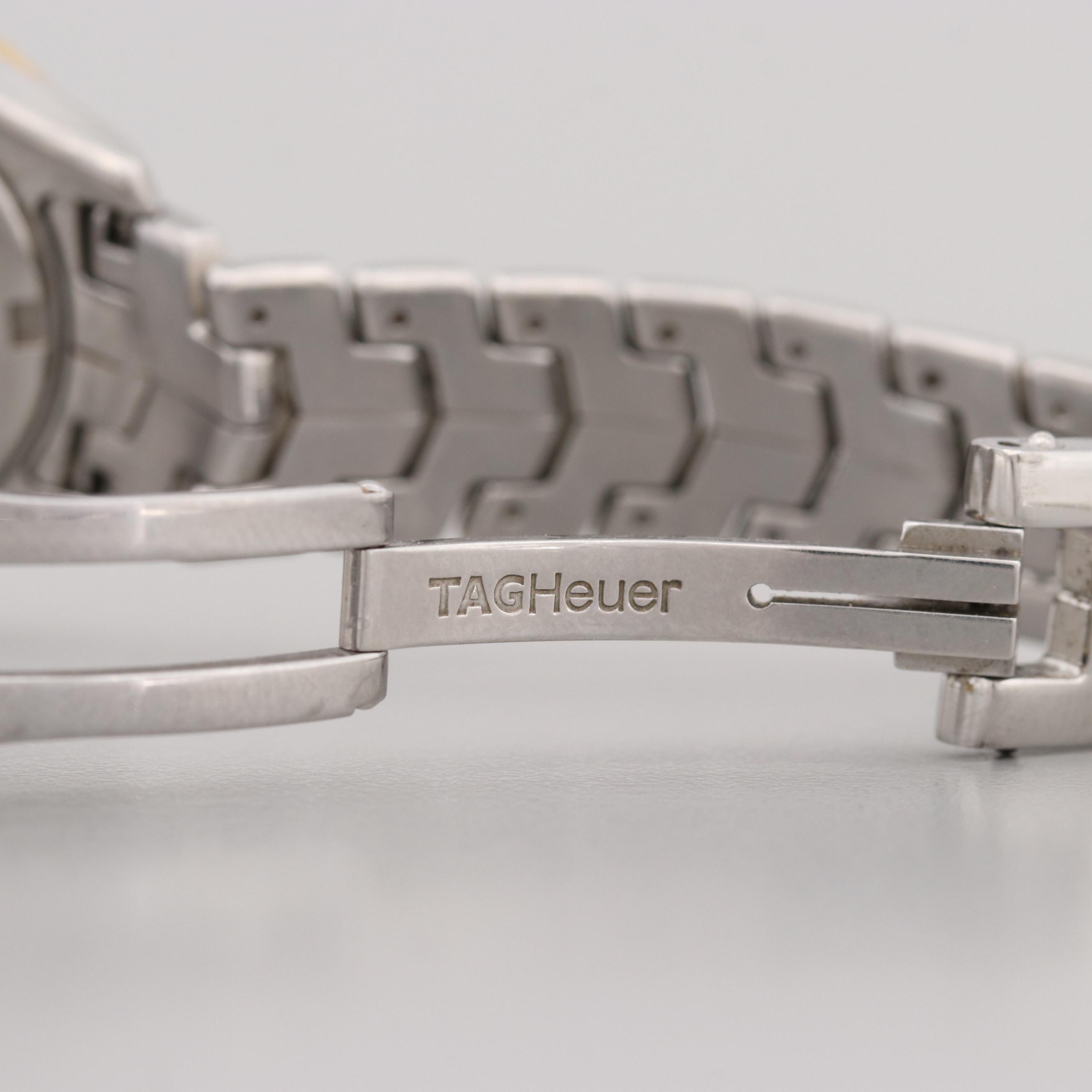 Tag Heuer Link Stainless Steel and 18K Yellow Gold Watch With Diamond Dial