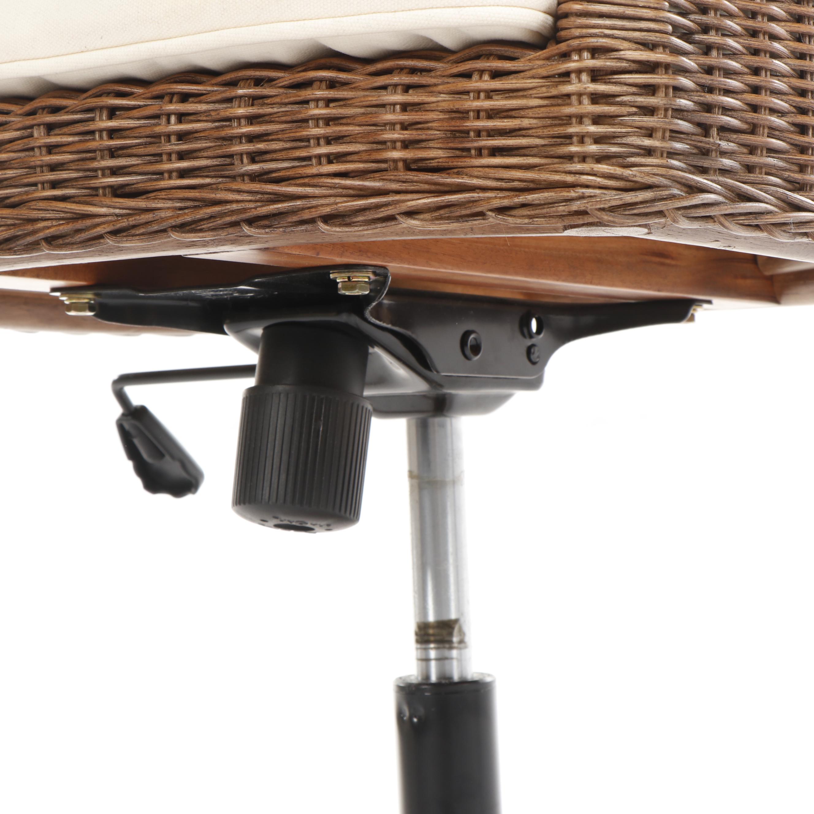 Contemporary Pottery Barn "Wingate" Rattan Swivel Chair in Pecan