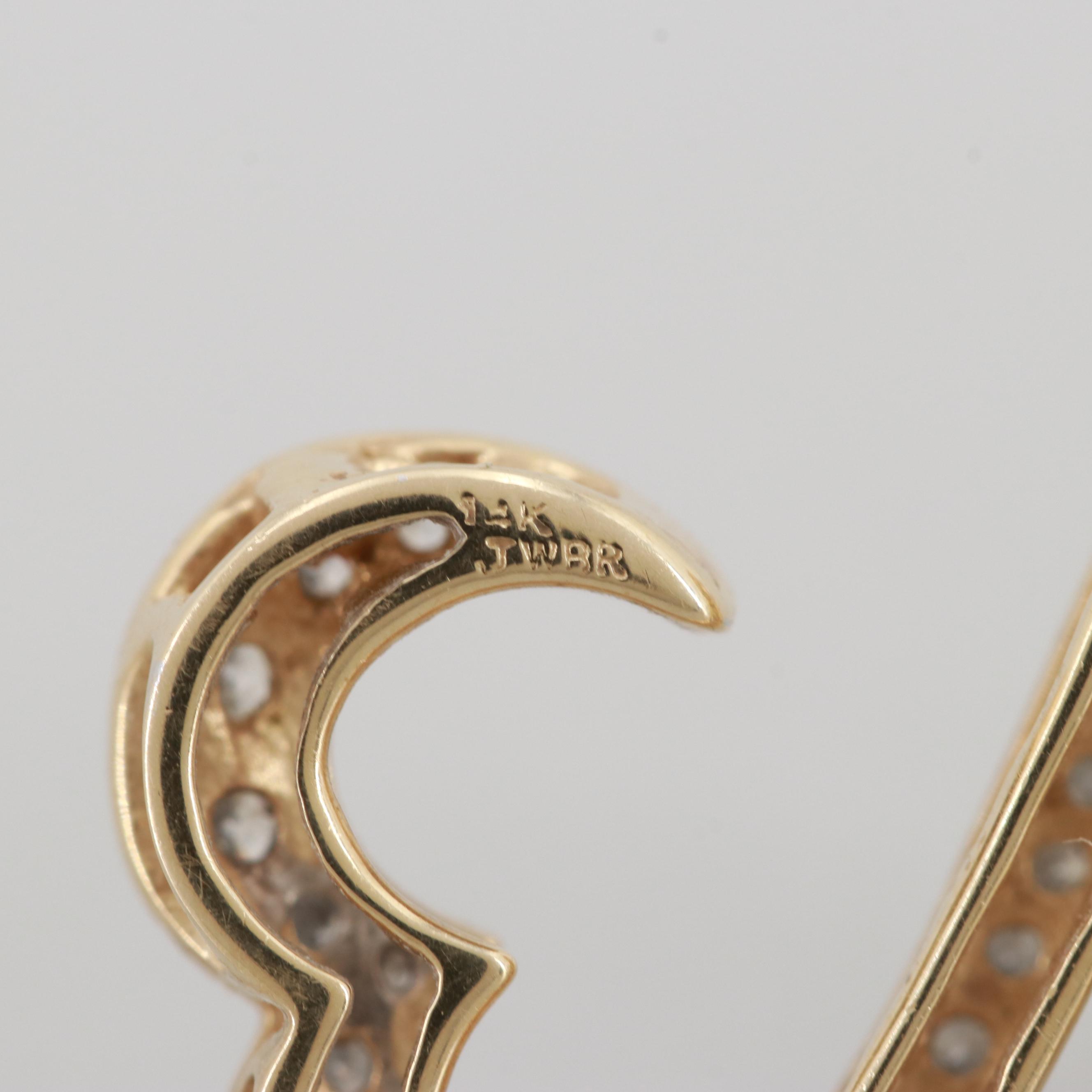 Jane Seymour "Open Hearts" 14K Yellow Gold 1.25 CTW Diamond Pendant Necklace