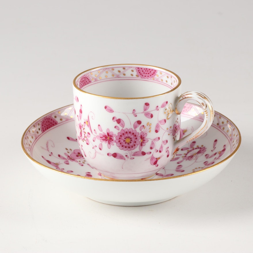 Meissen "Indian Painting Amethyst" Coffee Cup and Saucer