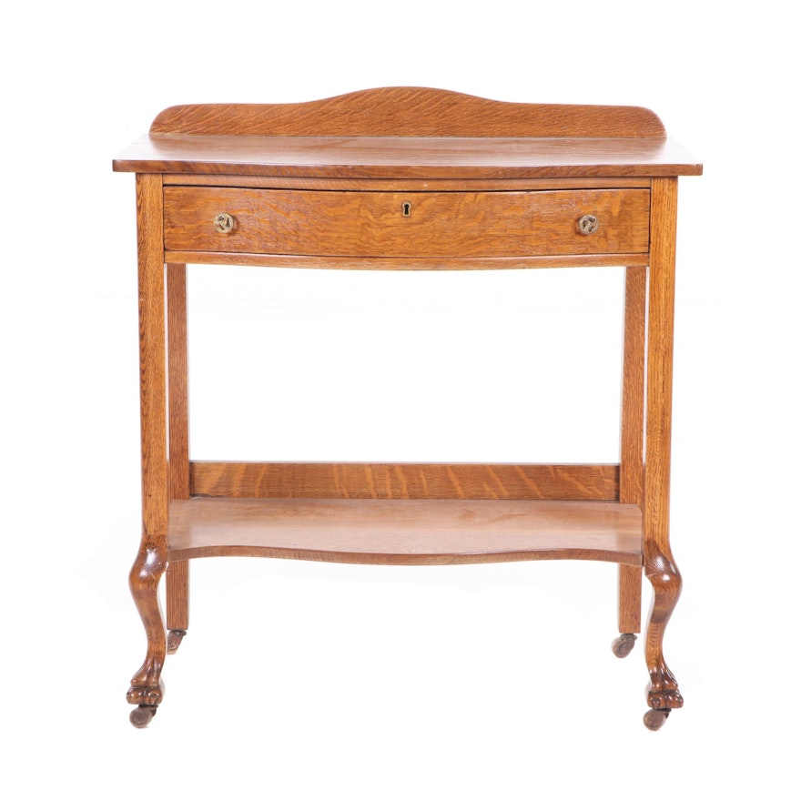 Colonial Revival Style Oak Standing Desk, Mid 20th Century