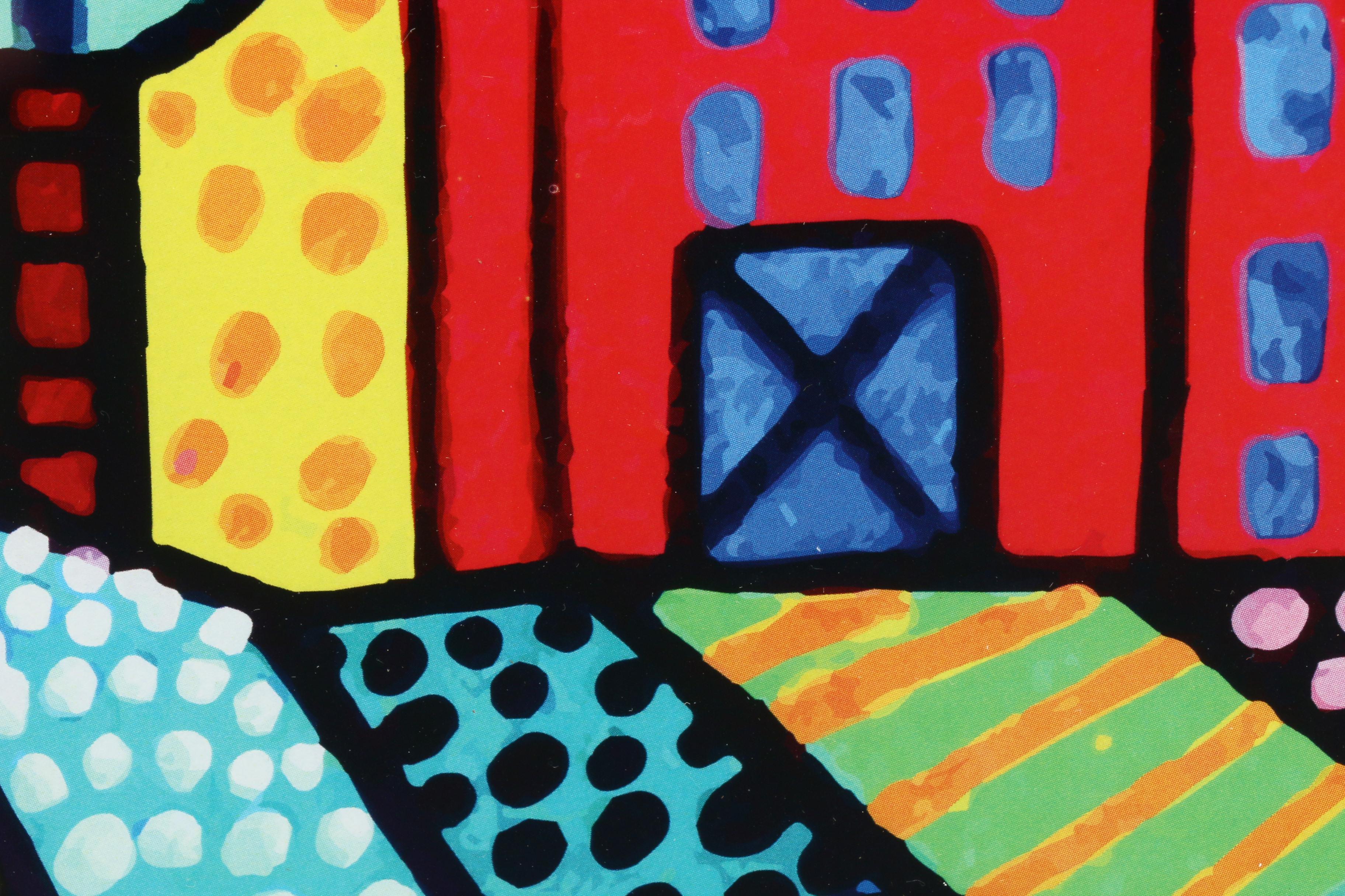 Heather Galler Offset Lithograph of Folk Art Landscape