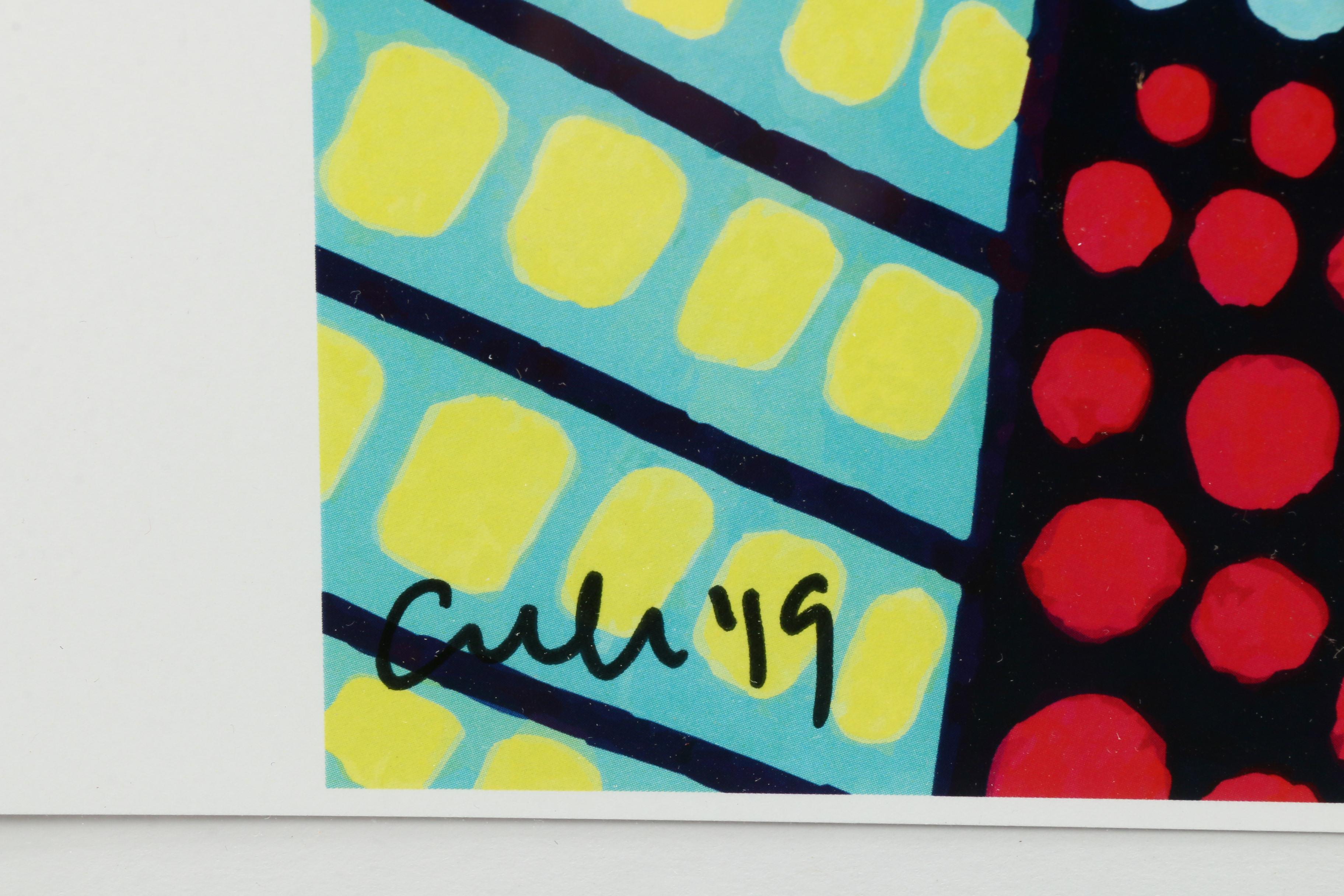 Heather Galler Offset Lithograph of Folk Art Landscape