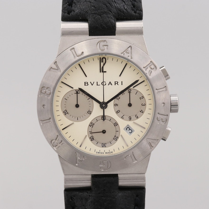 Bulgari Diagono Stainless Steel Quartz Chronograph Wristwatch