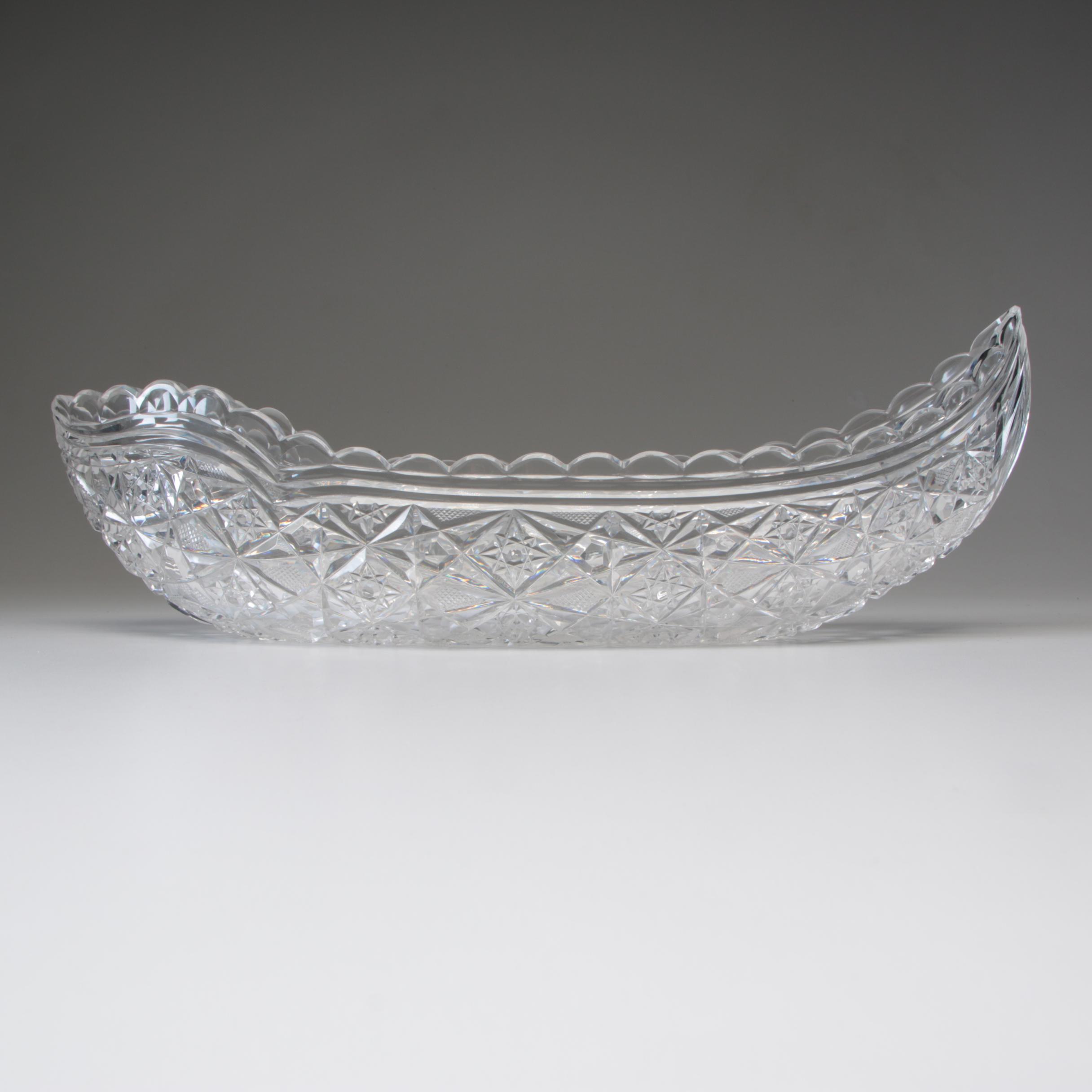 American Brilliant Cut Glass Canoe-Shaped Bowl, Late 19th/Early 20th Century