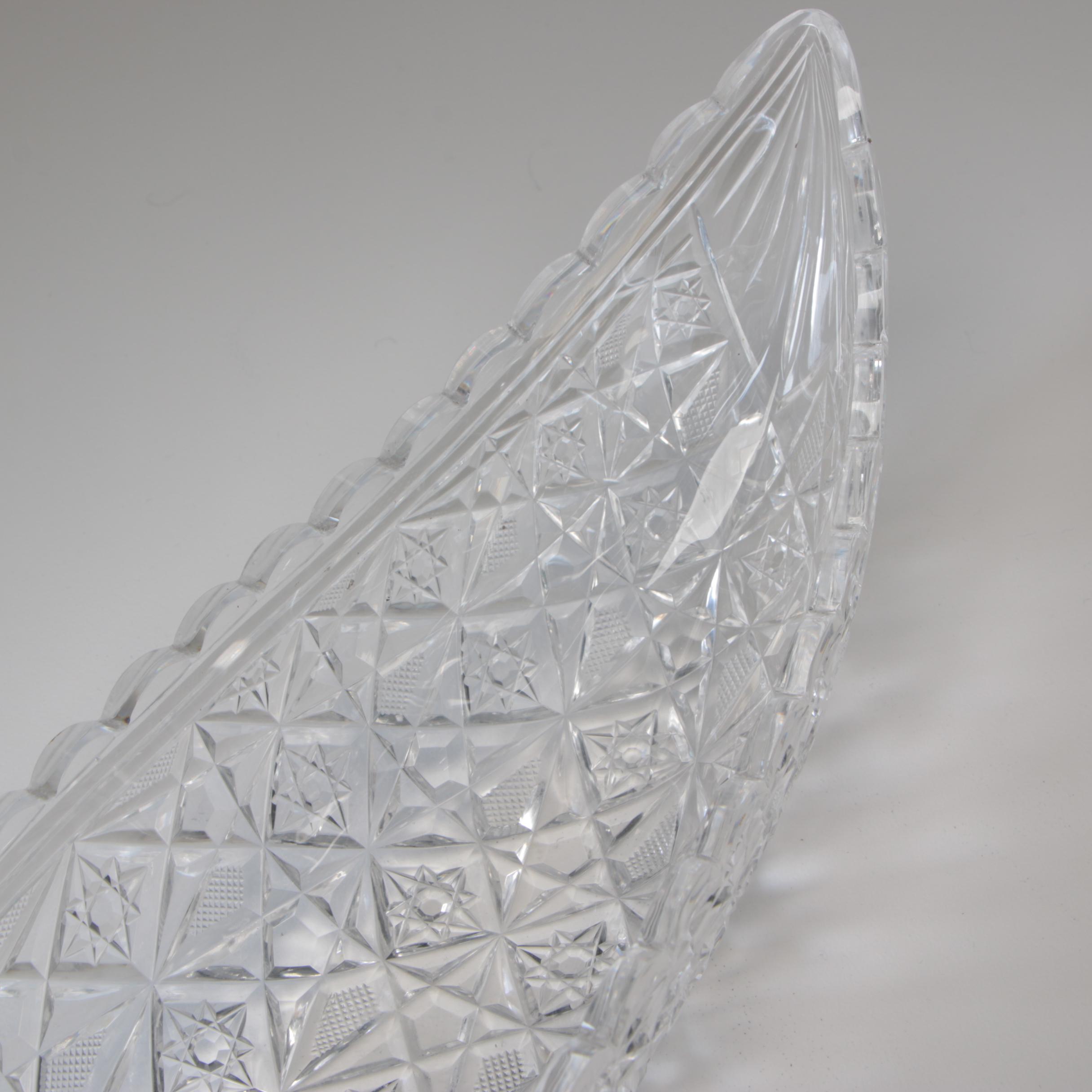 American Brilliant Cut Glass Canoe-Shaped Bowl, Late 19th/Early 20th Century