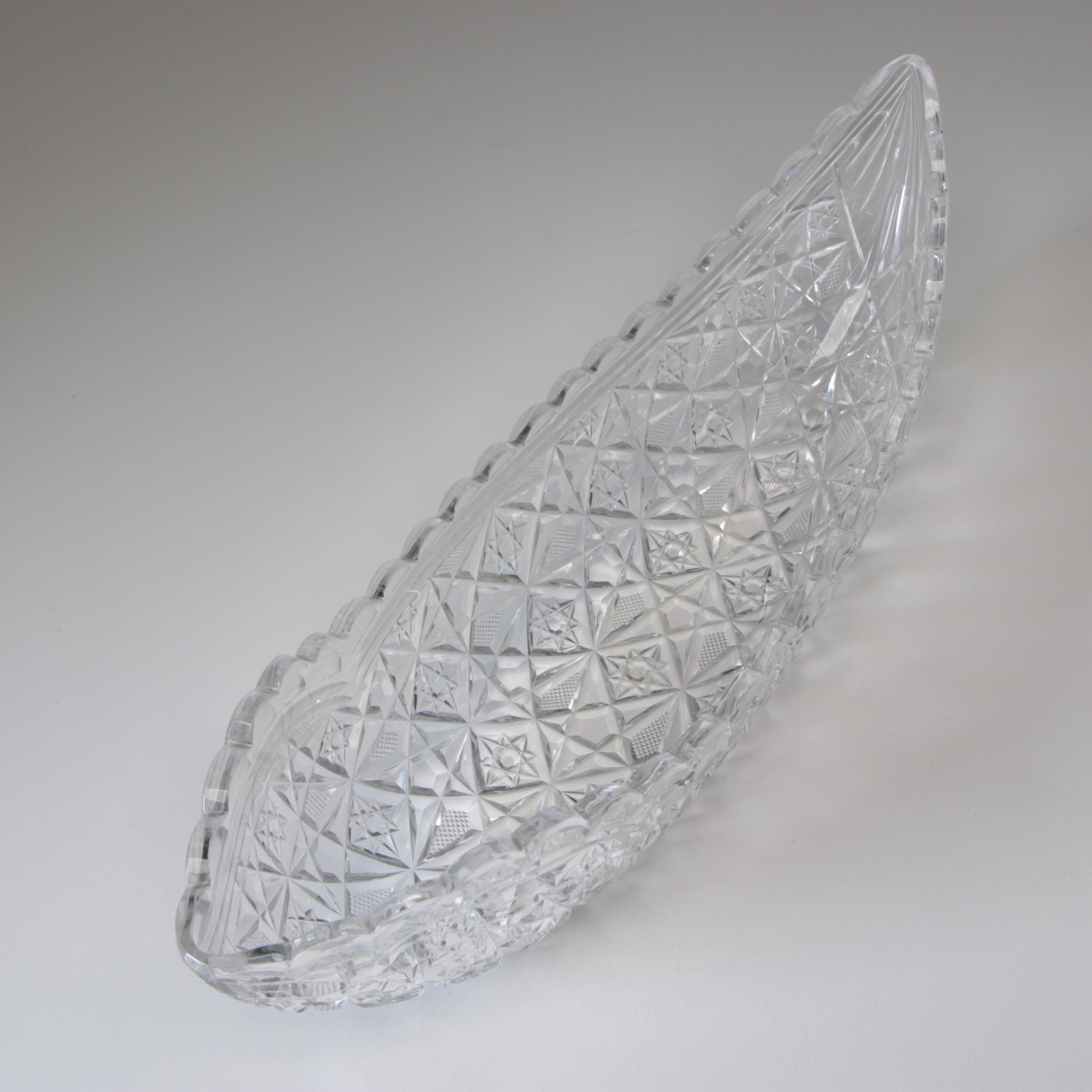 American Brilliant Cut Glass Canoe-Shaped Bowl, Late 19th/Early 20th Century