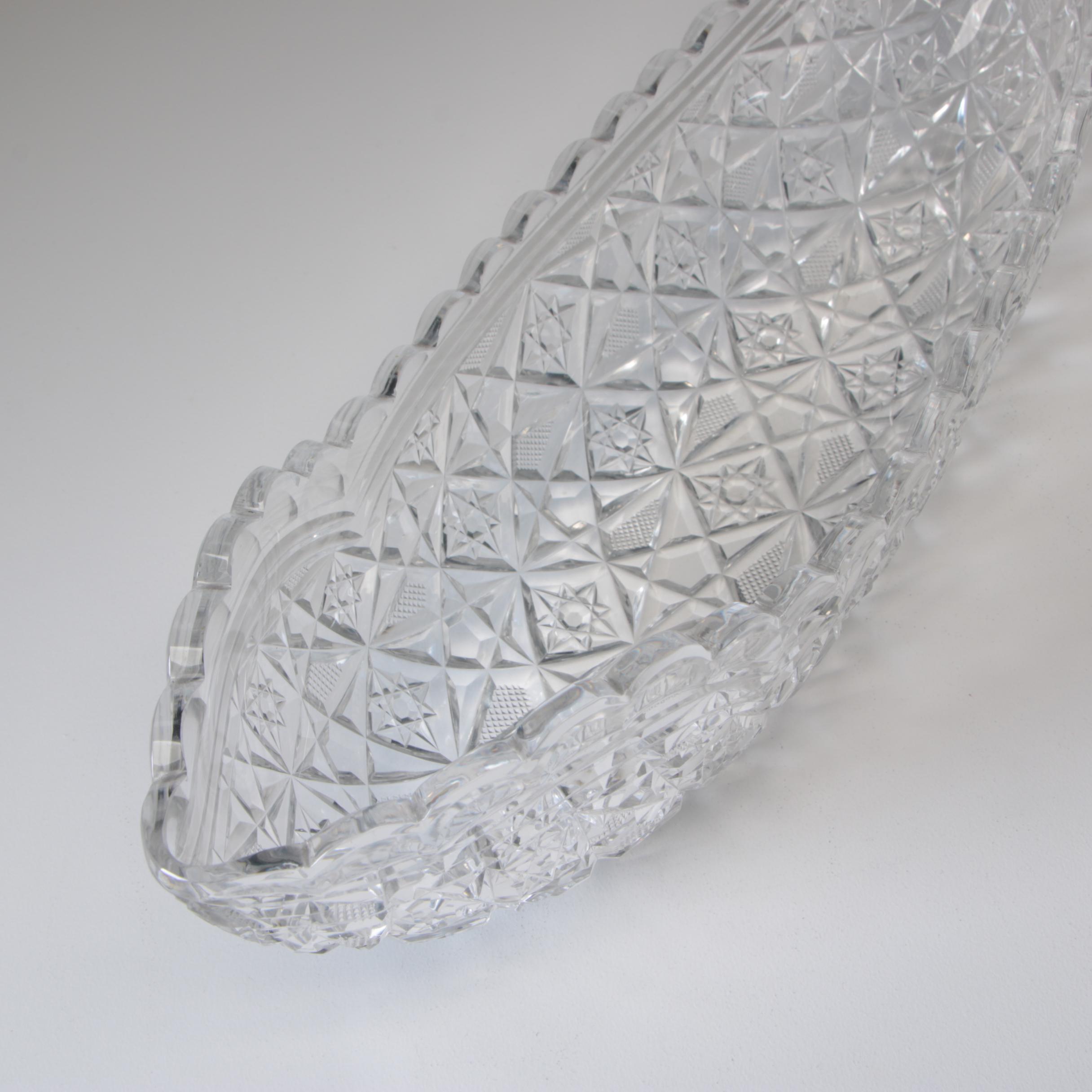 American Brilliant Cut Glass Canoe-Shaped Bowl, Late 19th/Early 20th Century