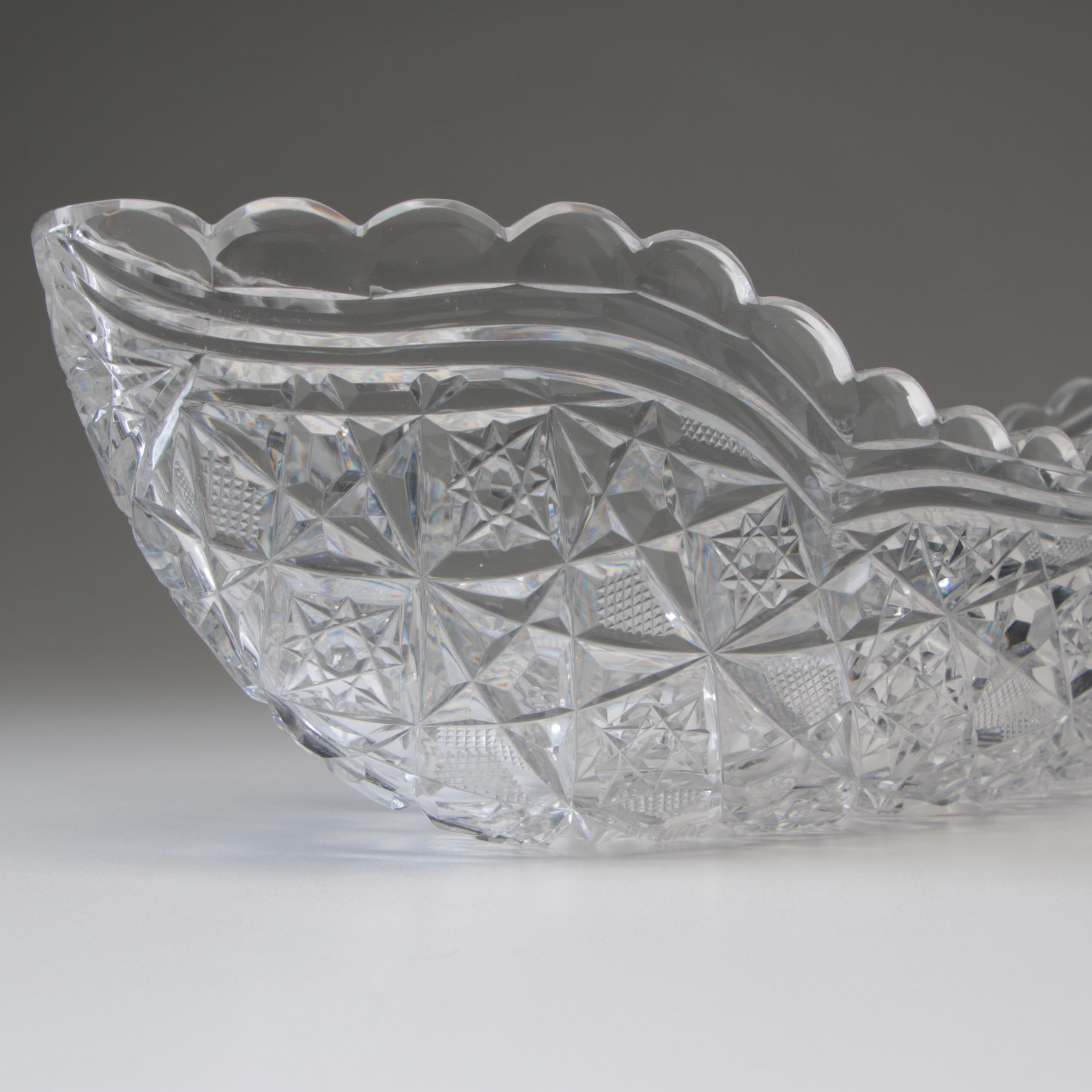 American Brilliant Cut Glass Canoe-Shaped Bowl, Late 19th/Early 20th Century