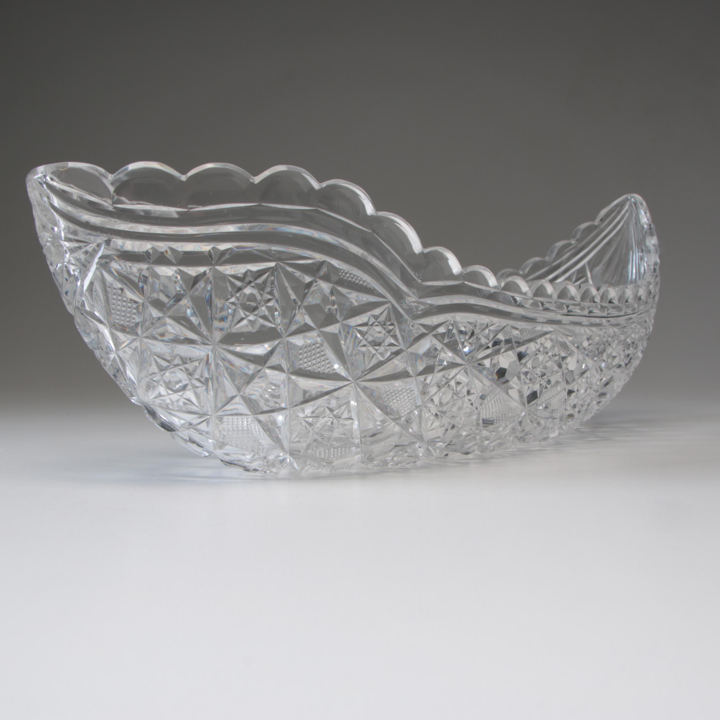 American Brilliant Cut Glass Canoe-Shaped Bowl, Late 19th/Early 20th Century