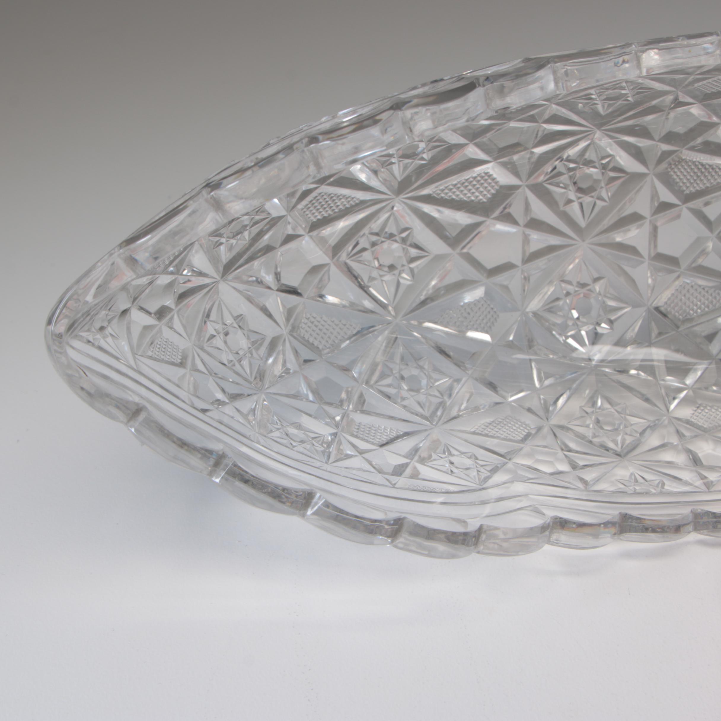 American Brilliant Cut Glass Canoe-Shaped Bowl, Late 19th/Early 20th Century