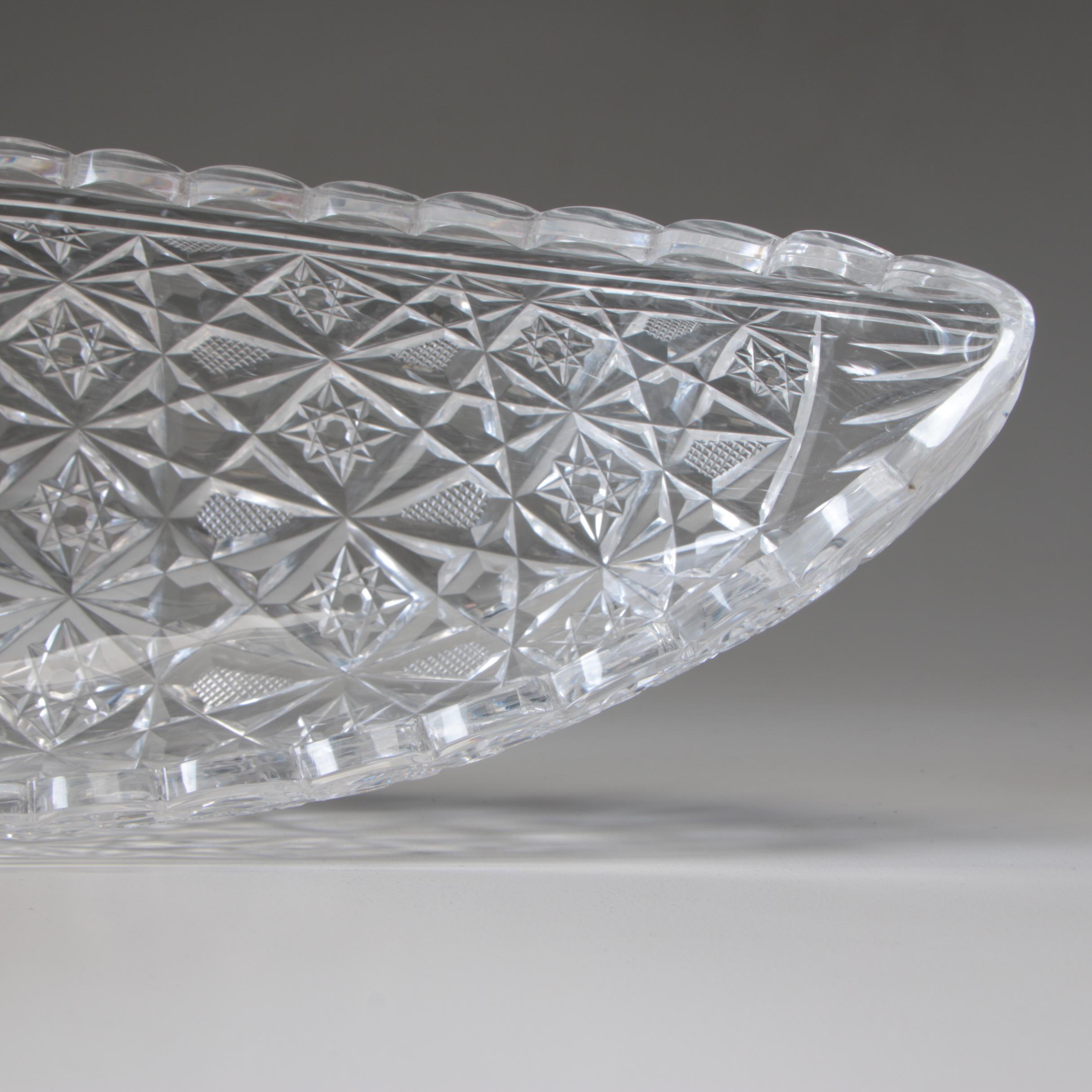 American Brilliant Cut Glass Canoe-Shaped Bowl, Late 19th/Early 20th Century
