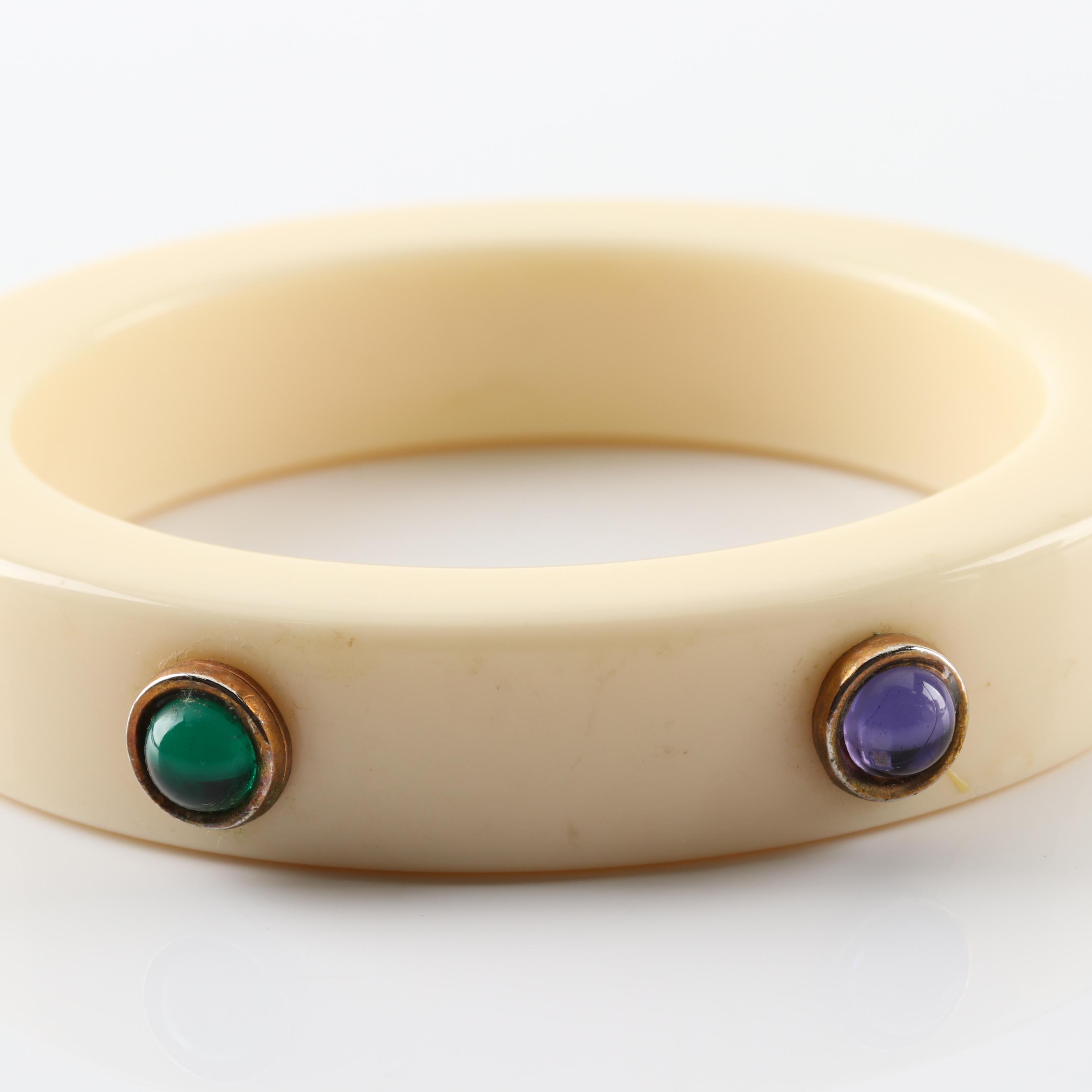 Bakelite Mark Davis Multi-Gemstone Bangle Bracelet