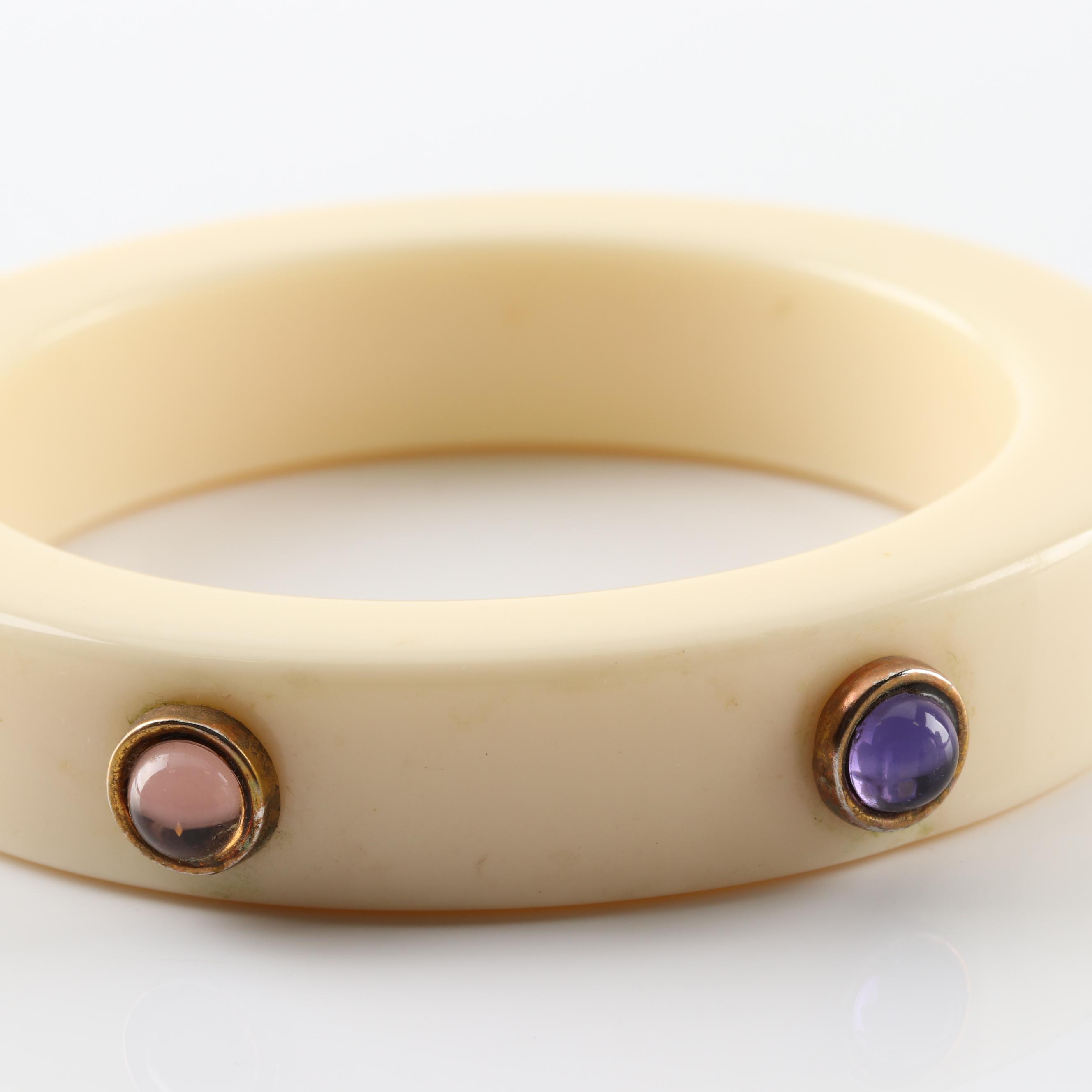 Bakelite Mark Davis Multi-Gemstone Bangle Bracelet
