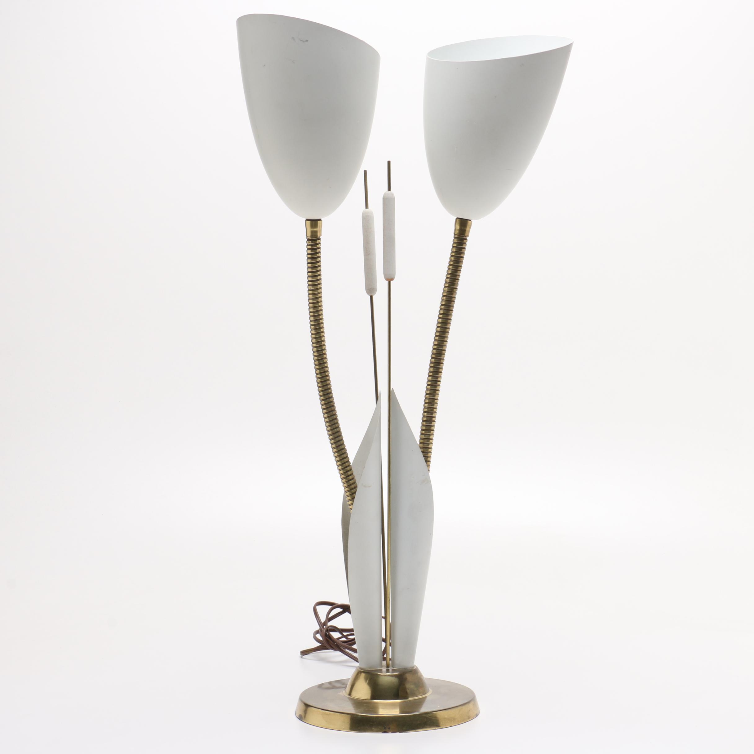 Vintage Twin Table Lamp with Adjustable Heads