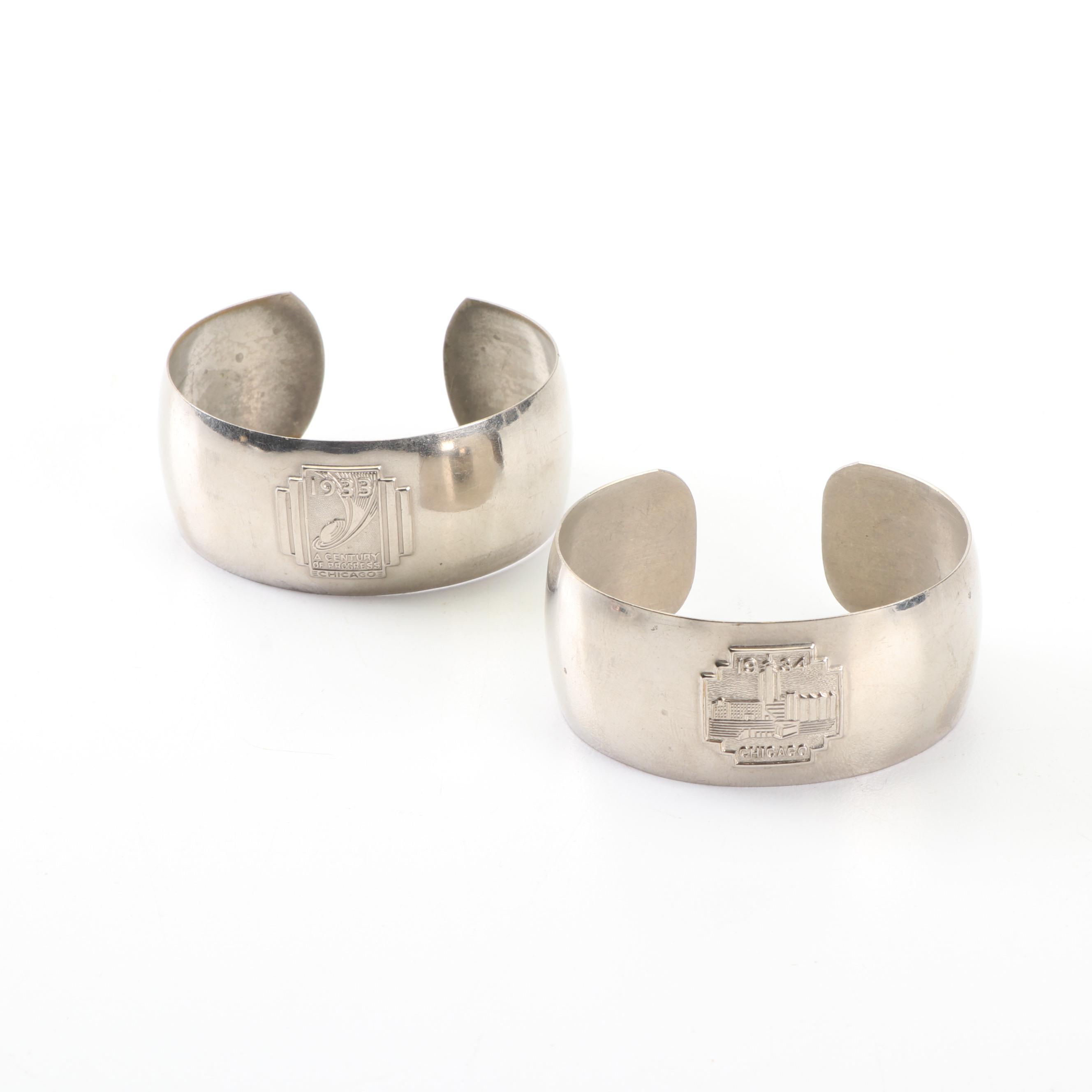 Silver-Tone Chicago World's Fair 1933-1934 Commemorative Bracelets