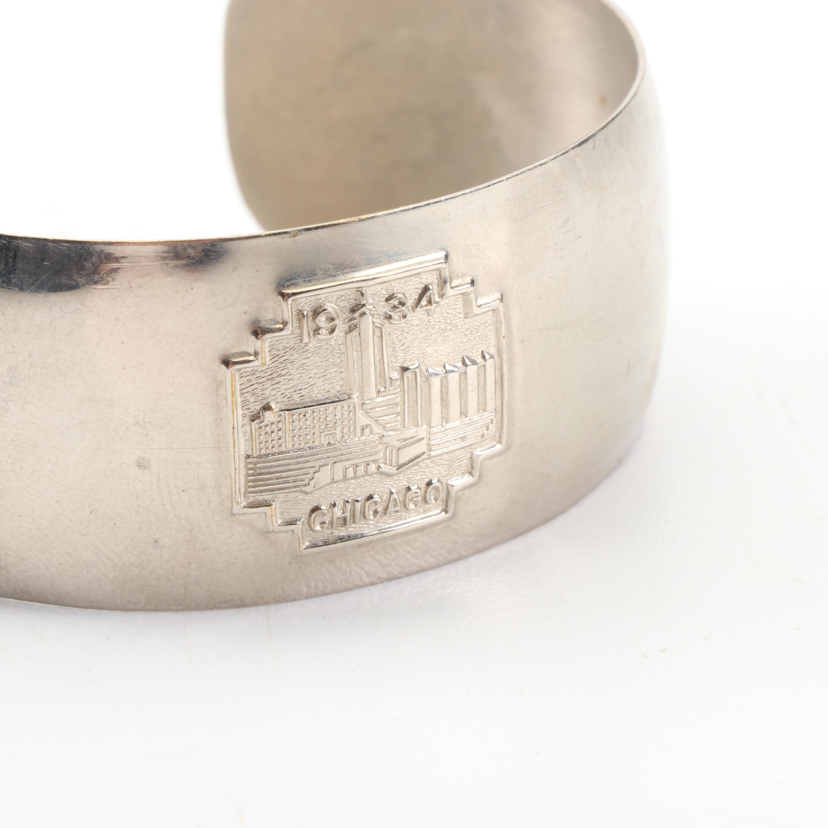 Silver-Tone Chicago World's Fair 1933-1934 Commemorative Bracelets
