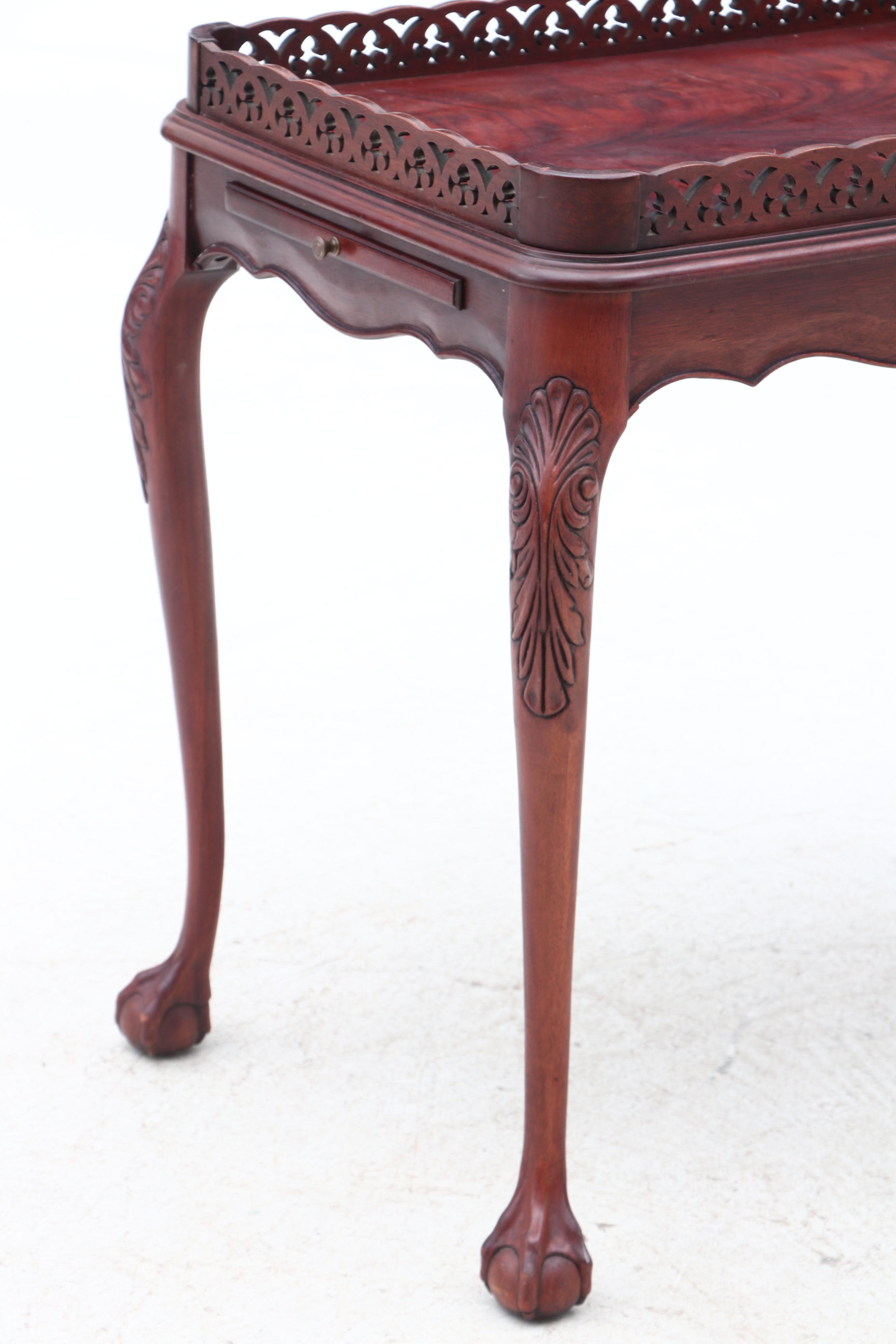 Chippendale Style Flame Mahogany Draw Leaf Table, 1930s