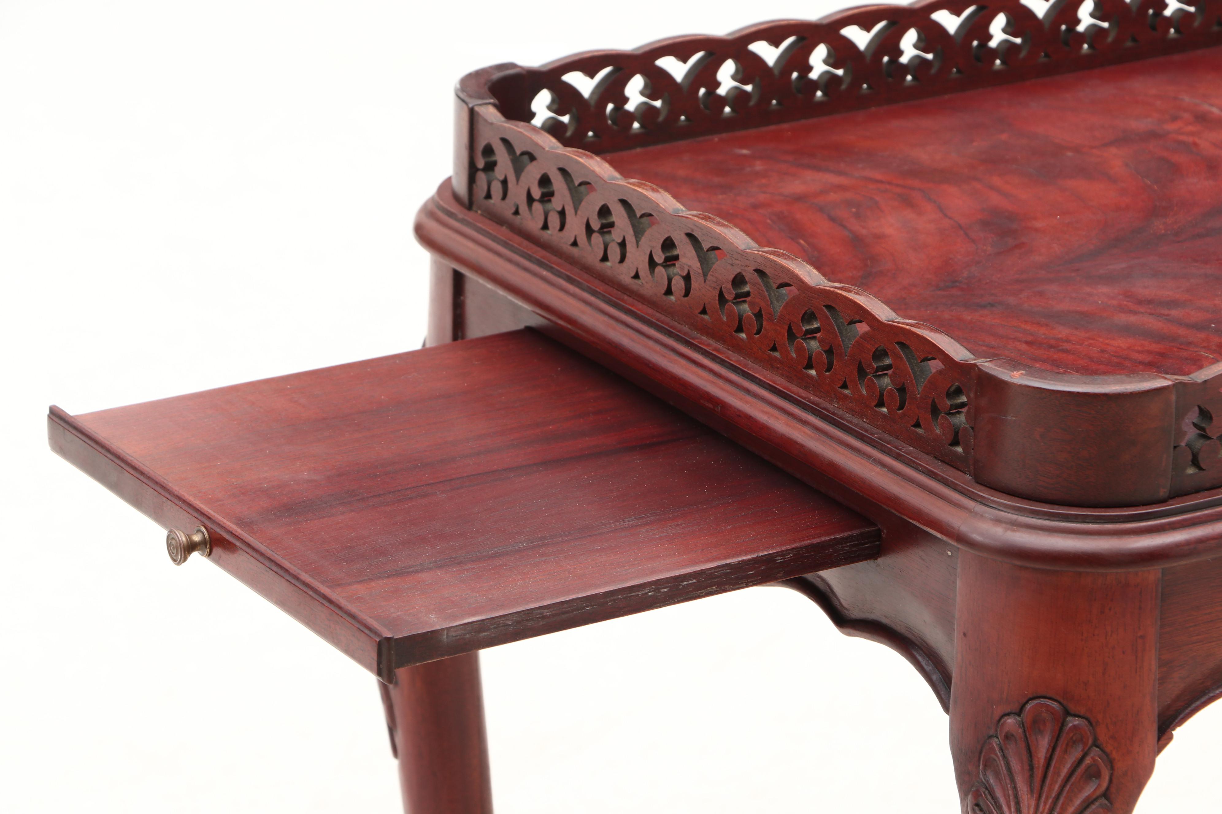 Chippendale Style Flame Mahogany Draw Leaf Table, 1930s