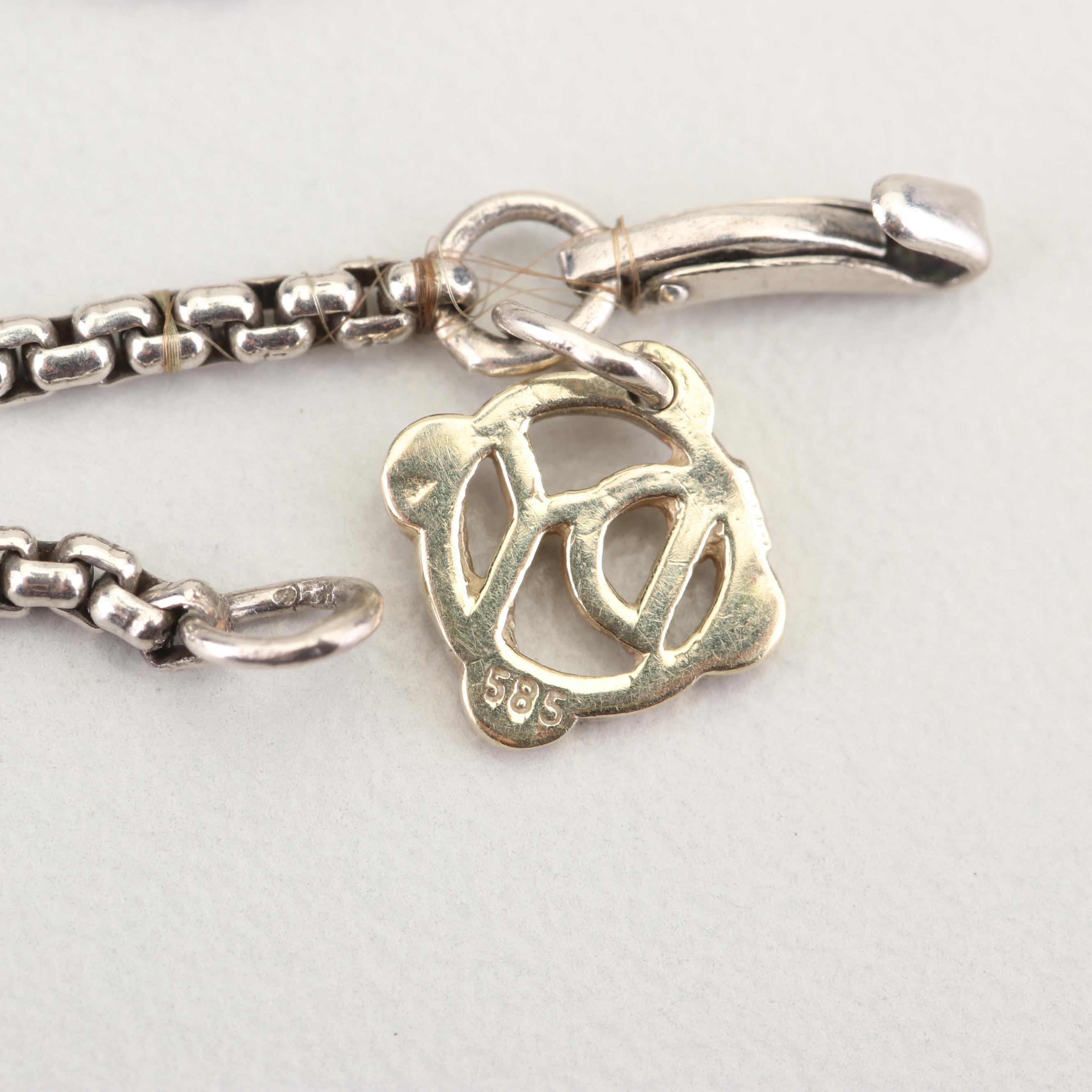 David Yurman Sterling Silver 14K Yellow Gold "Star of David" Pendant Necklace