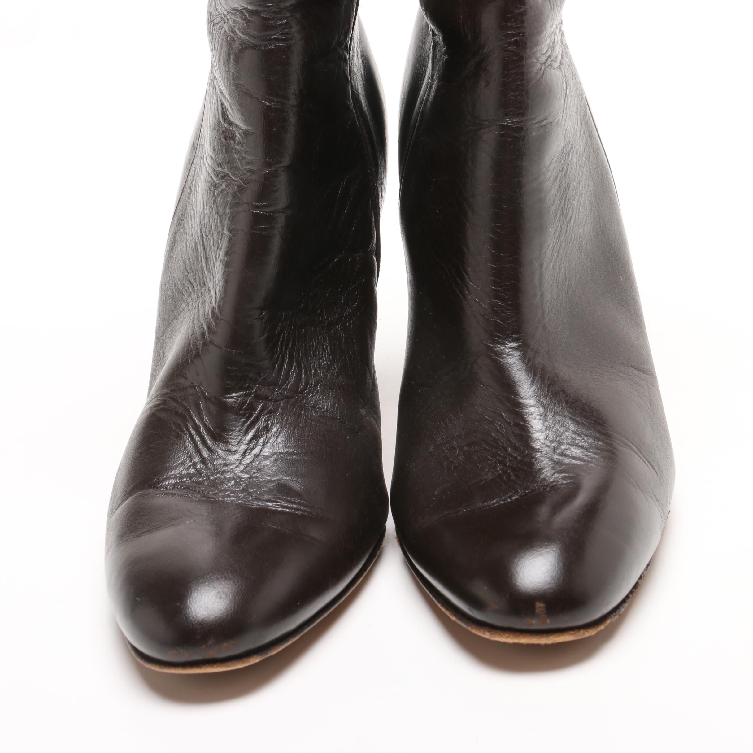 Brooks Brothers Dark Brown Leather High-Heeled Boots