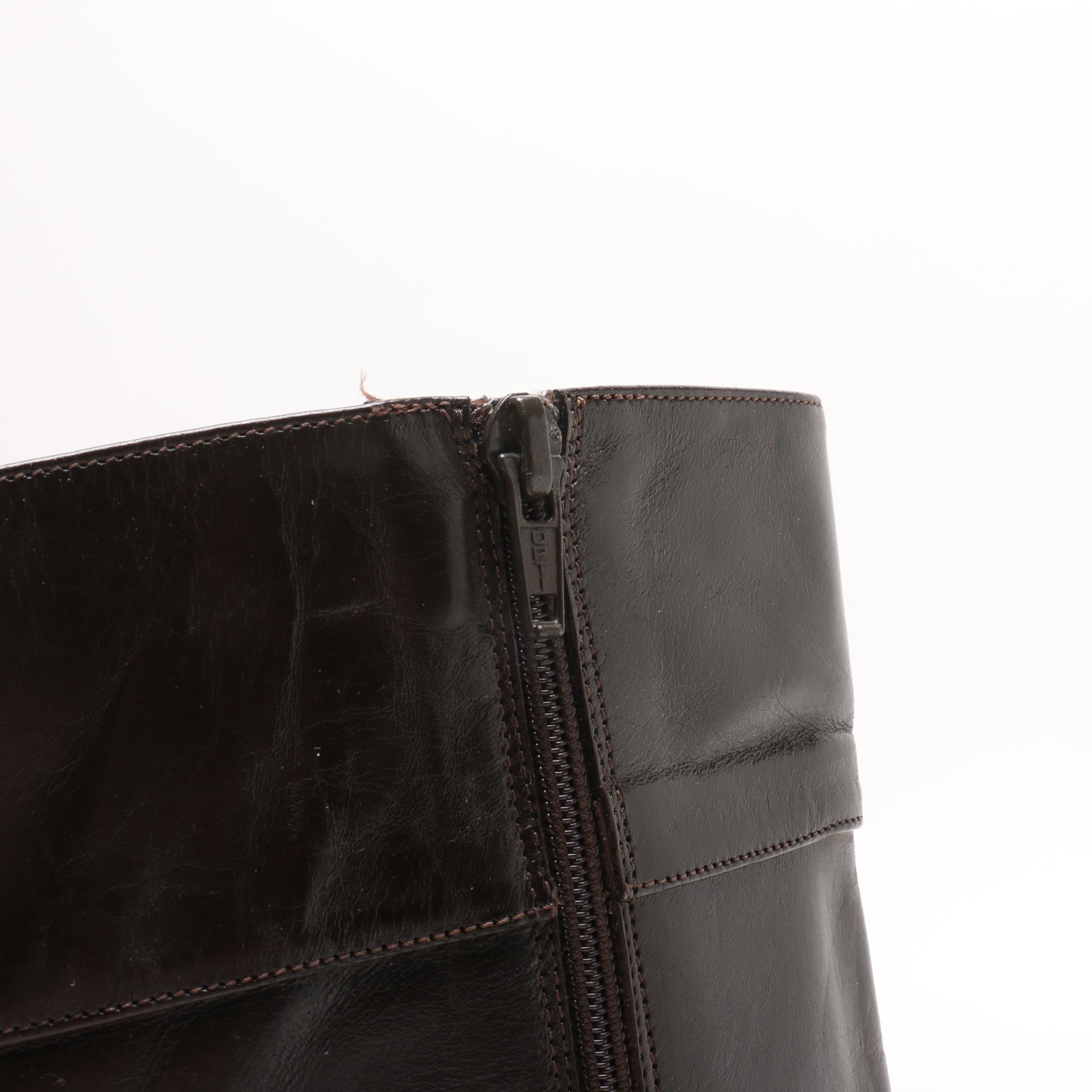 Brooks Brothers Dark Brown Leather High-Heeled Boots
