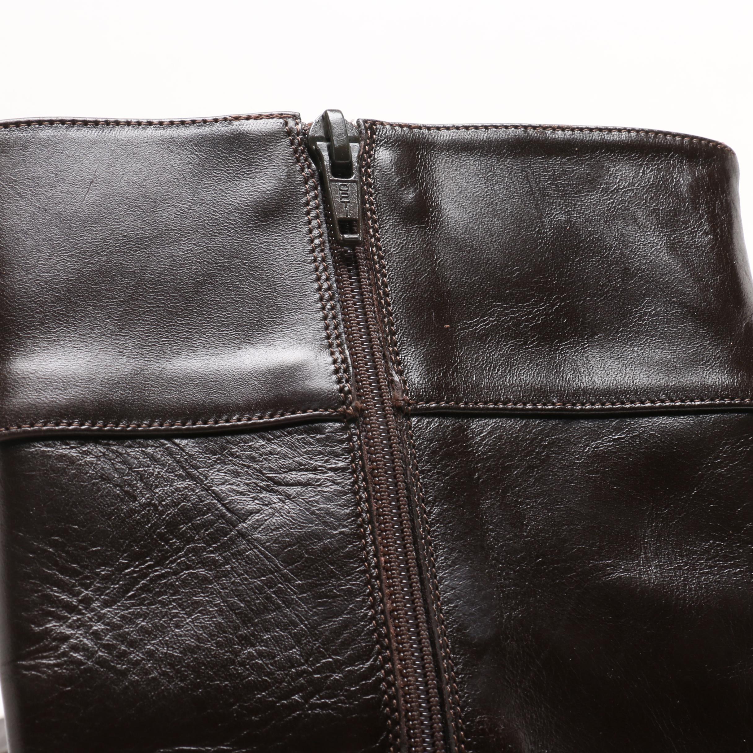 Brooks Brothers Dark Brown Leather High-Heeled Boots